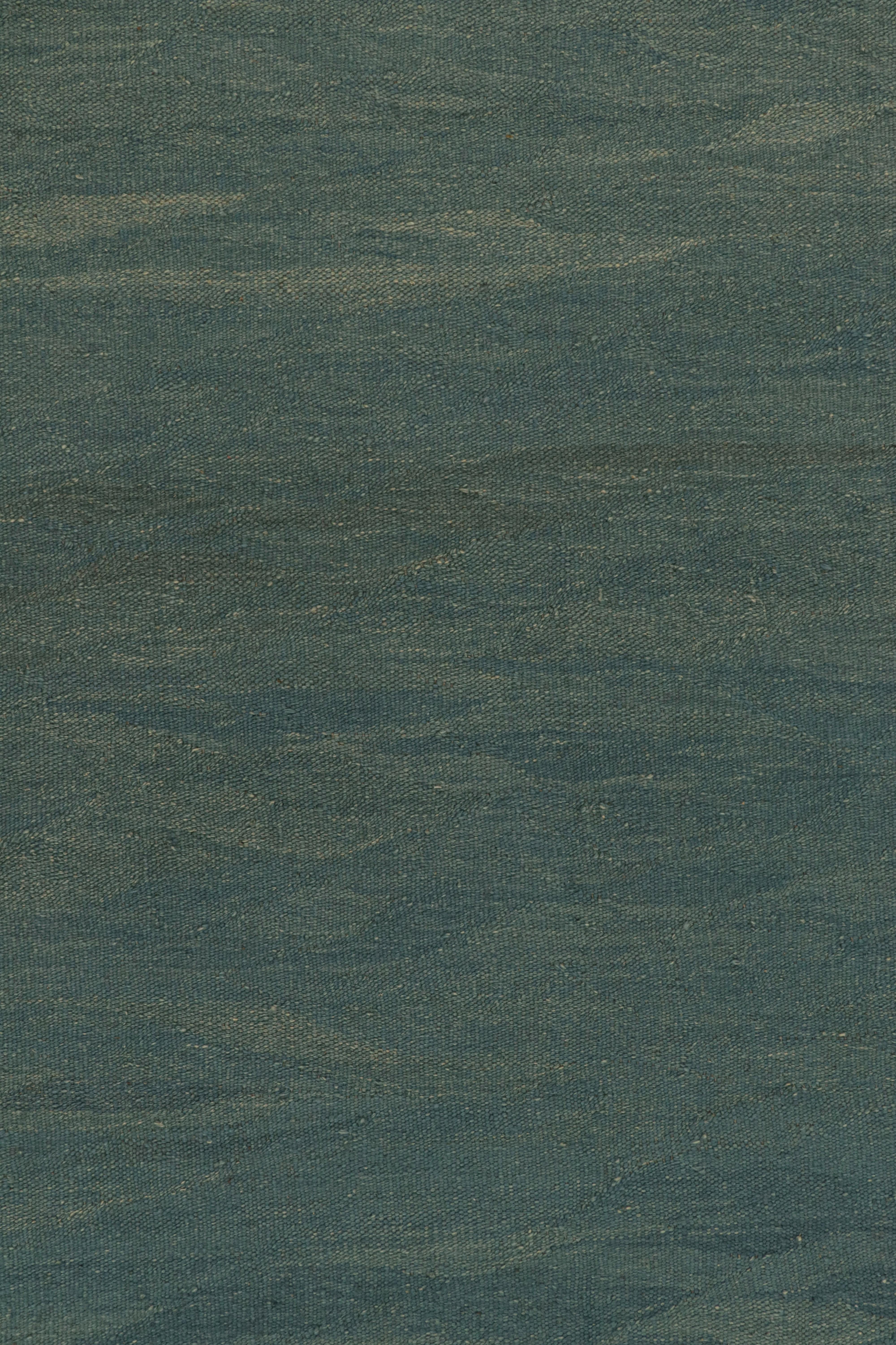 Tappeto moderno Rug & Kilim in blu con accenti beige e striature In condizioni Nuovo in vendita a Long Island City, NY
