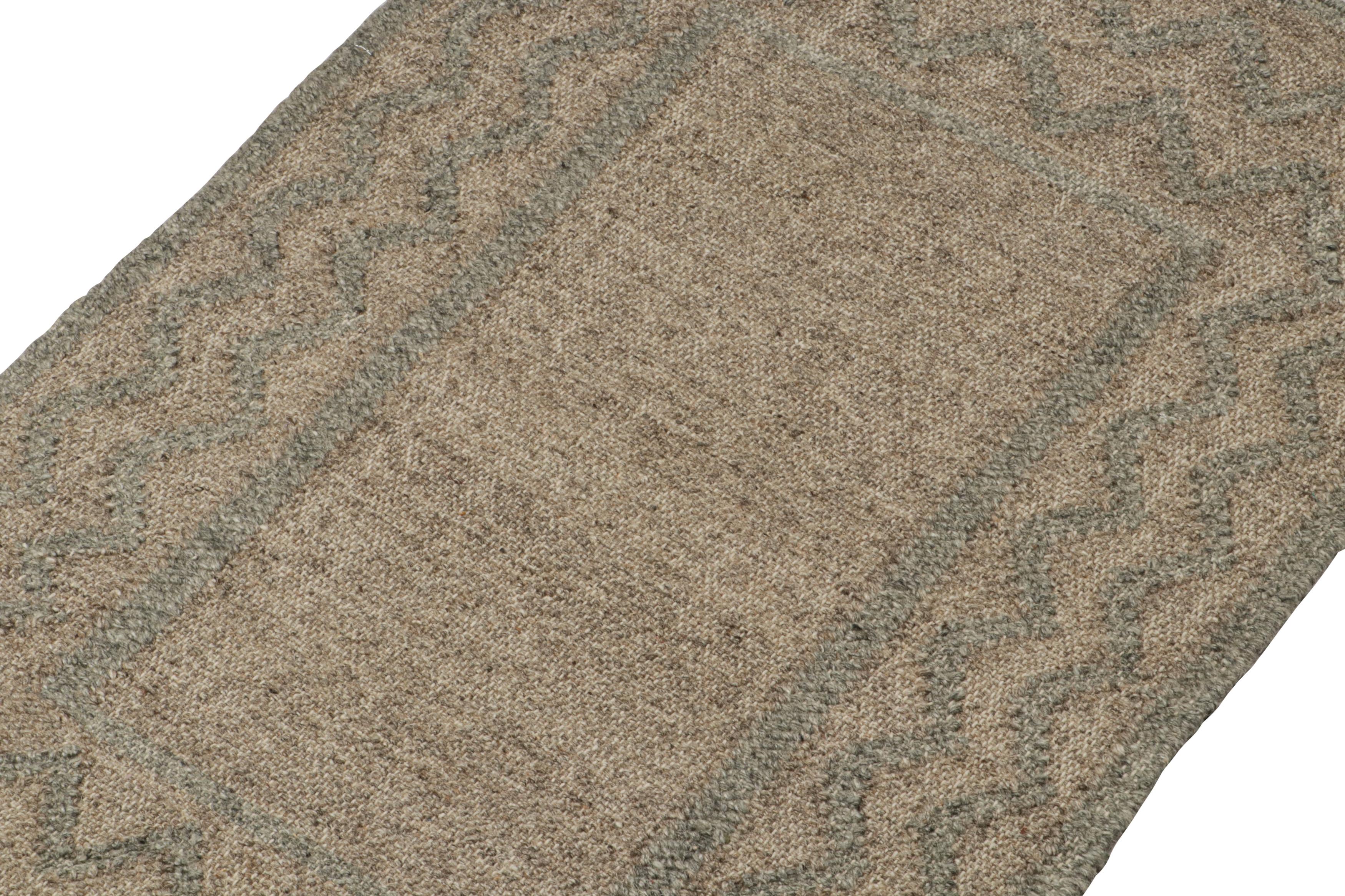 Rug & Kilims Moderner Kilim-Teppich mit braunen und grauen Mustern (Handgewebt) im Angebot