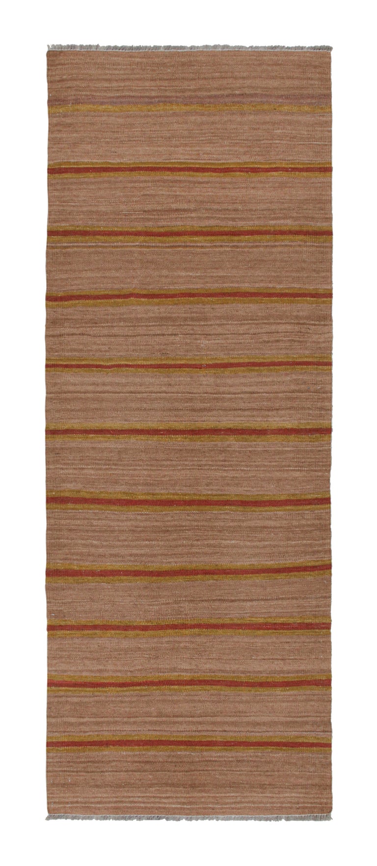 Rug and Kilim’s Modern kilim rug in Brown, Red and Gold Geometric
