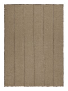 Rug & Kilim's Contemporary Kilim in Brown Accents, with Textural Stripes (Kilim contemporain aux accents Brown, avec des rayures texturées)