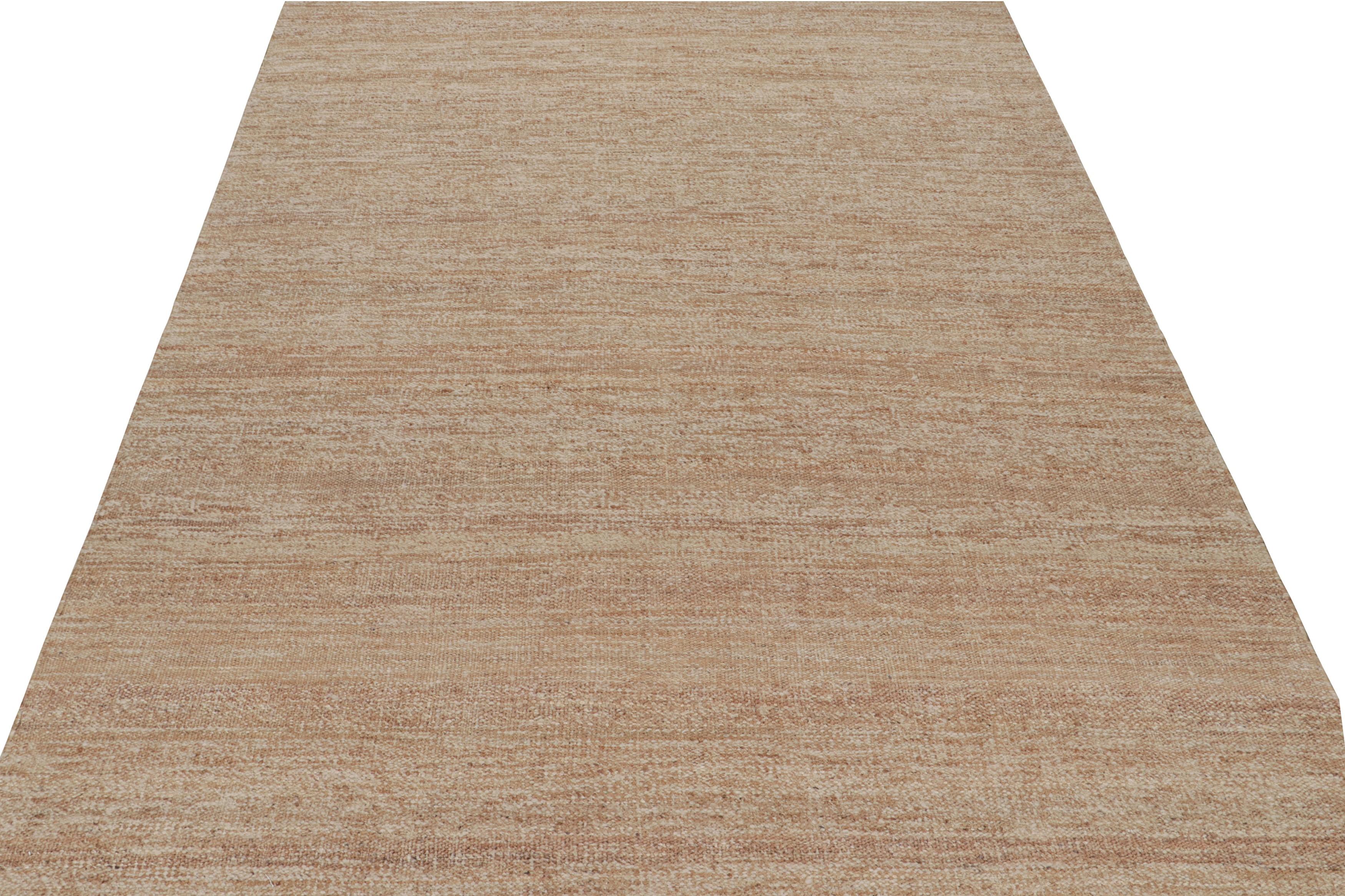 Indian Rug & Kilim’s Modern Kilim Rug in Brown & White For Sale