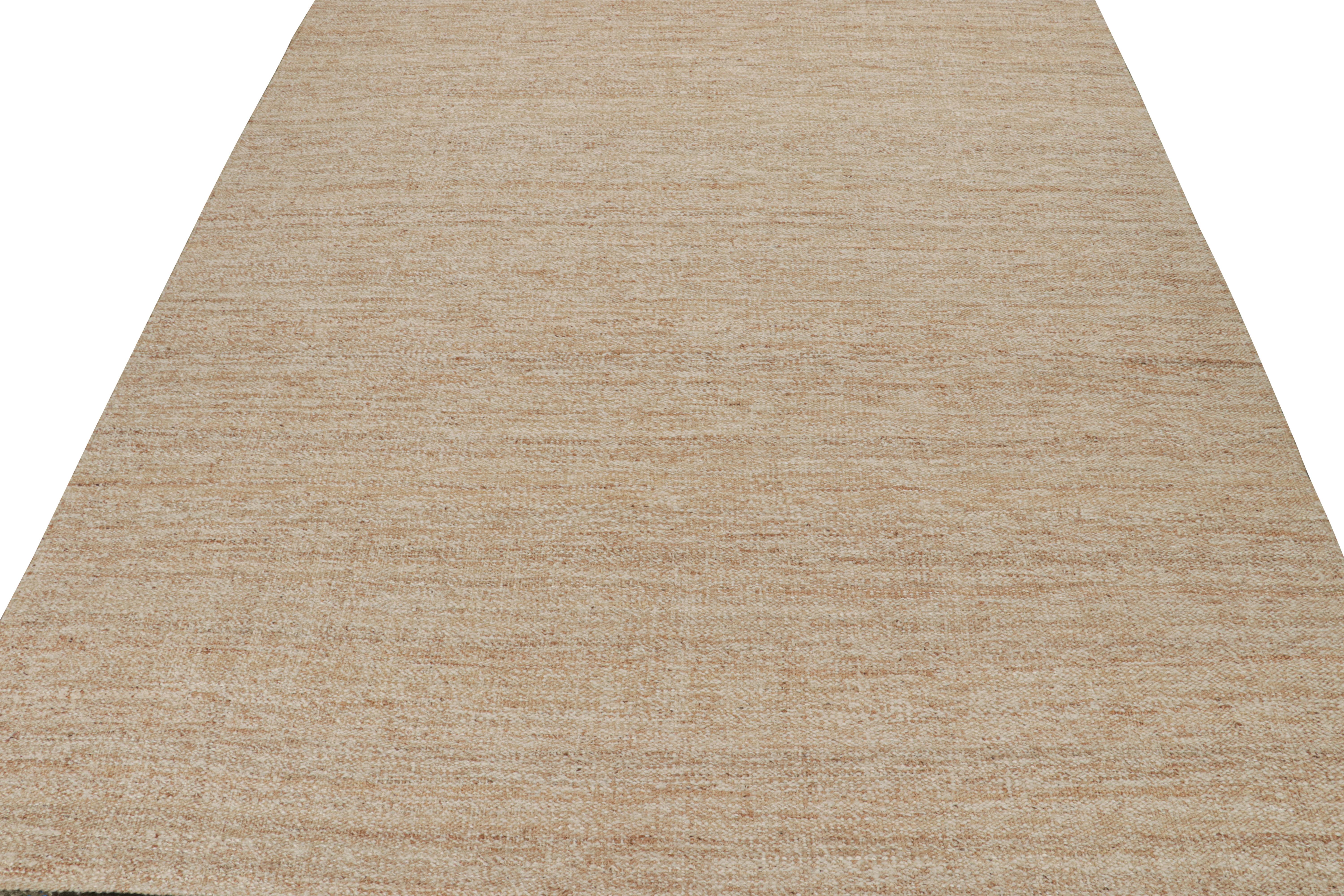 Noué à la main Tapis Kilim moderne de Rug & Kilim en brun et blanc en vente