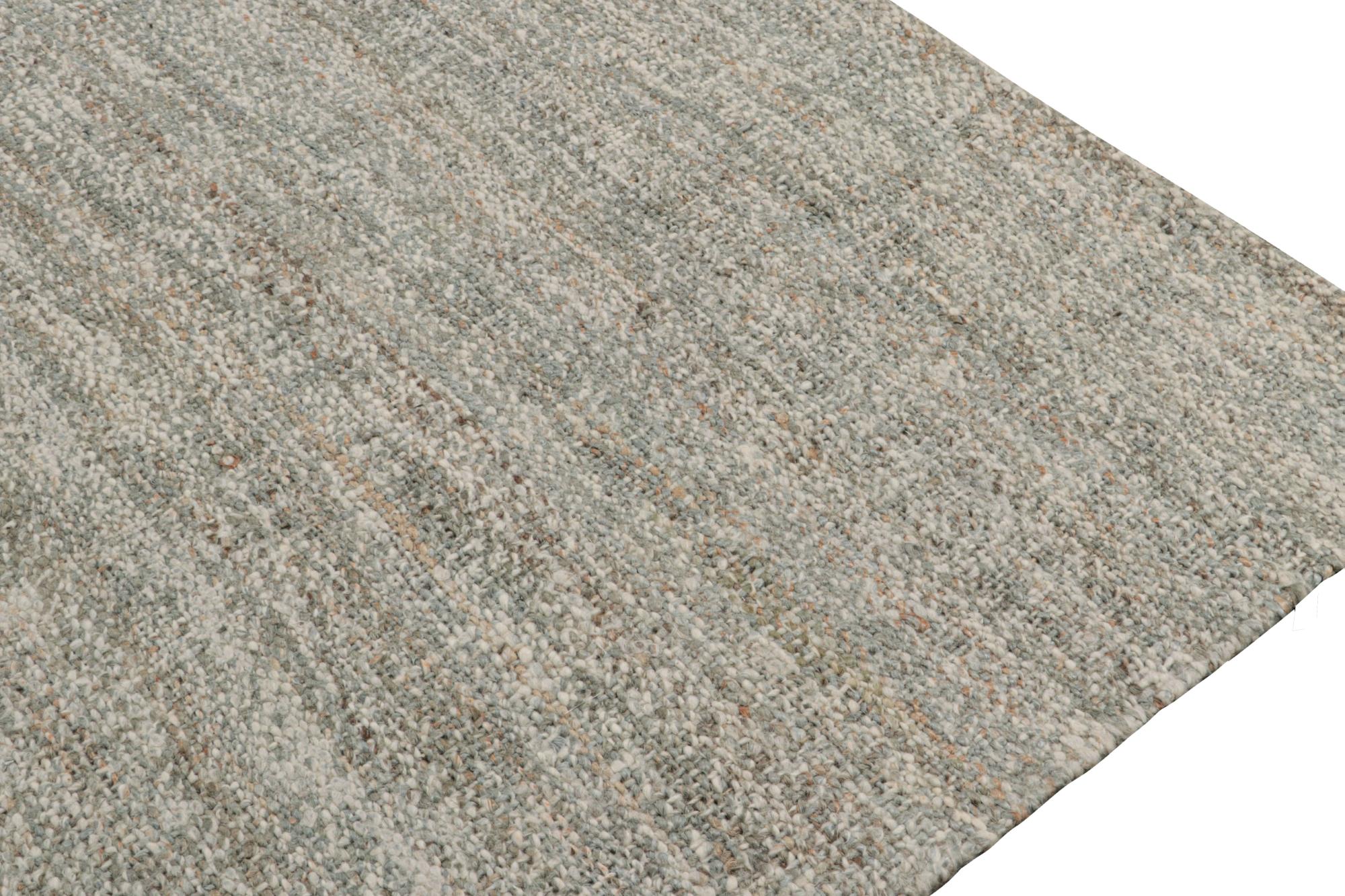 Jute Rug & Kilim’s Modern Kilim Rug in Brown & White For Sale