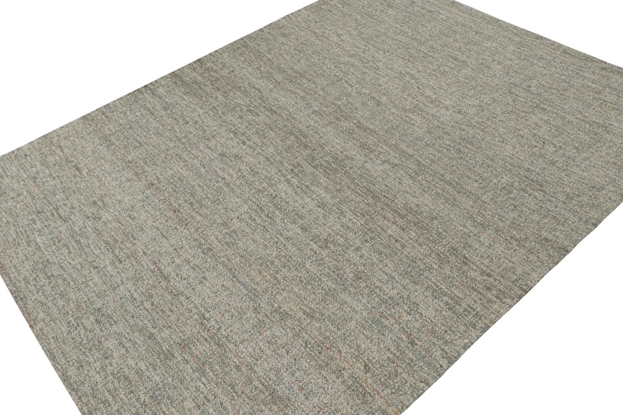 Indien Rug & Kilim’s Modern Kilim Rug in Gray & White en vente
