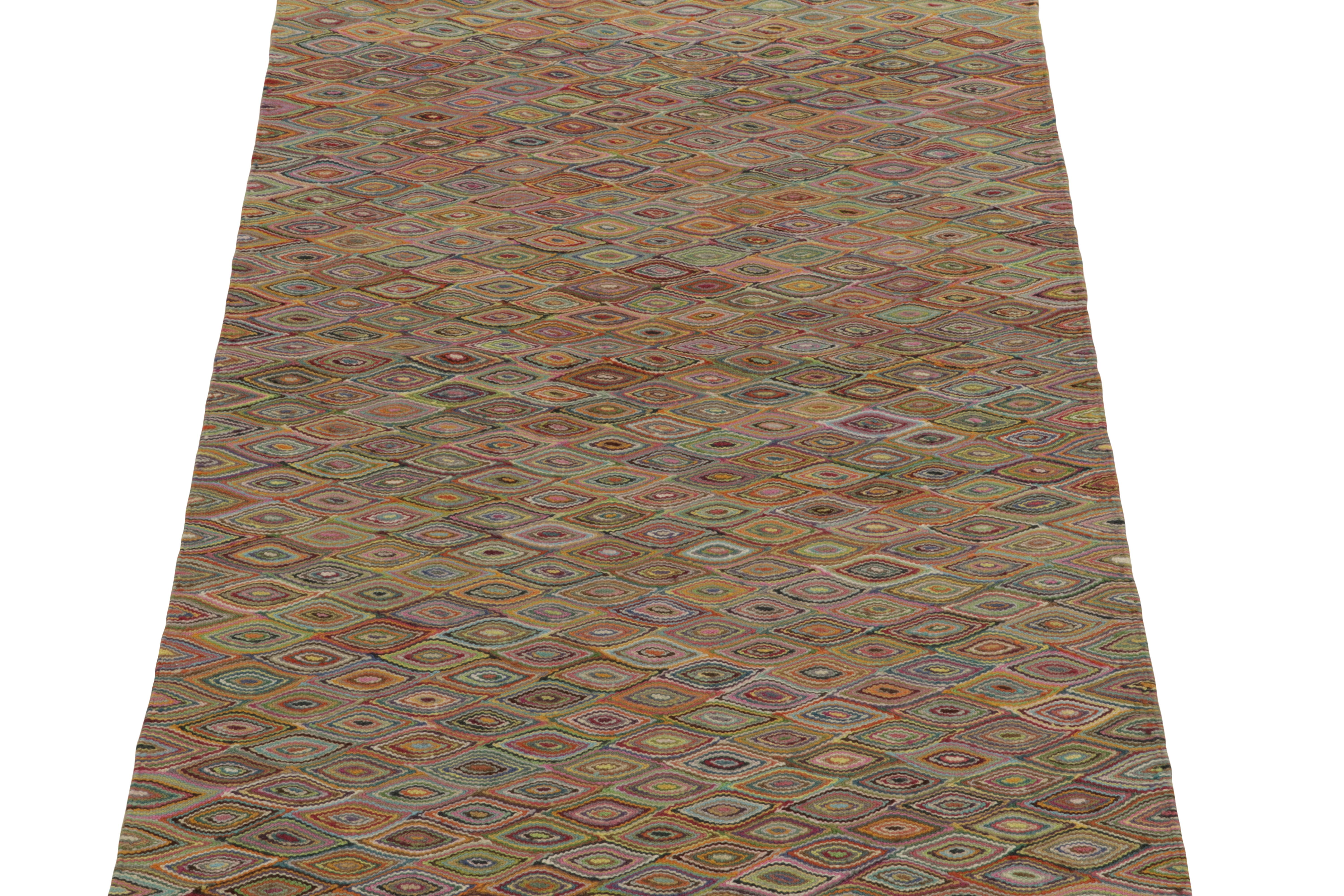 Indian Rug & Kilim’s Modern Kilim Rug in Multicolor Geometric Pattern For Sale