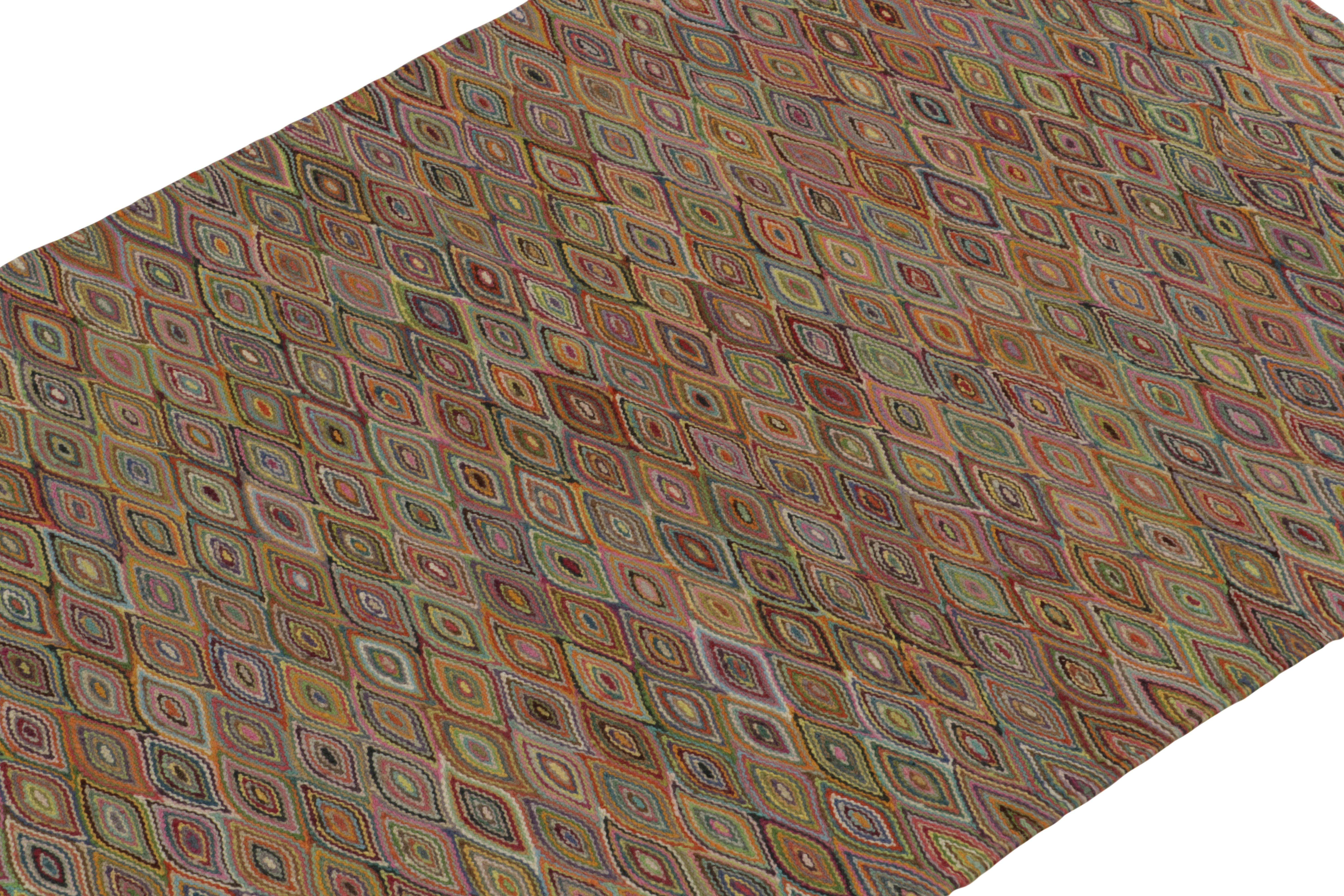 Hand-Knotted Rug & Kilim’s Modern Kilim Rug in Multicolor Geometric Pattern For Sale