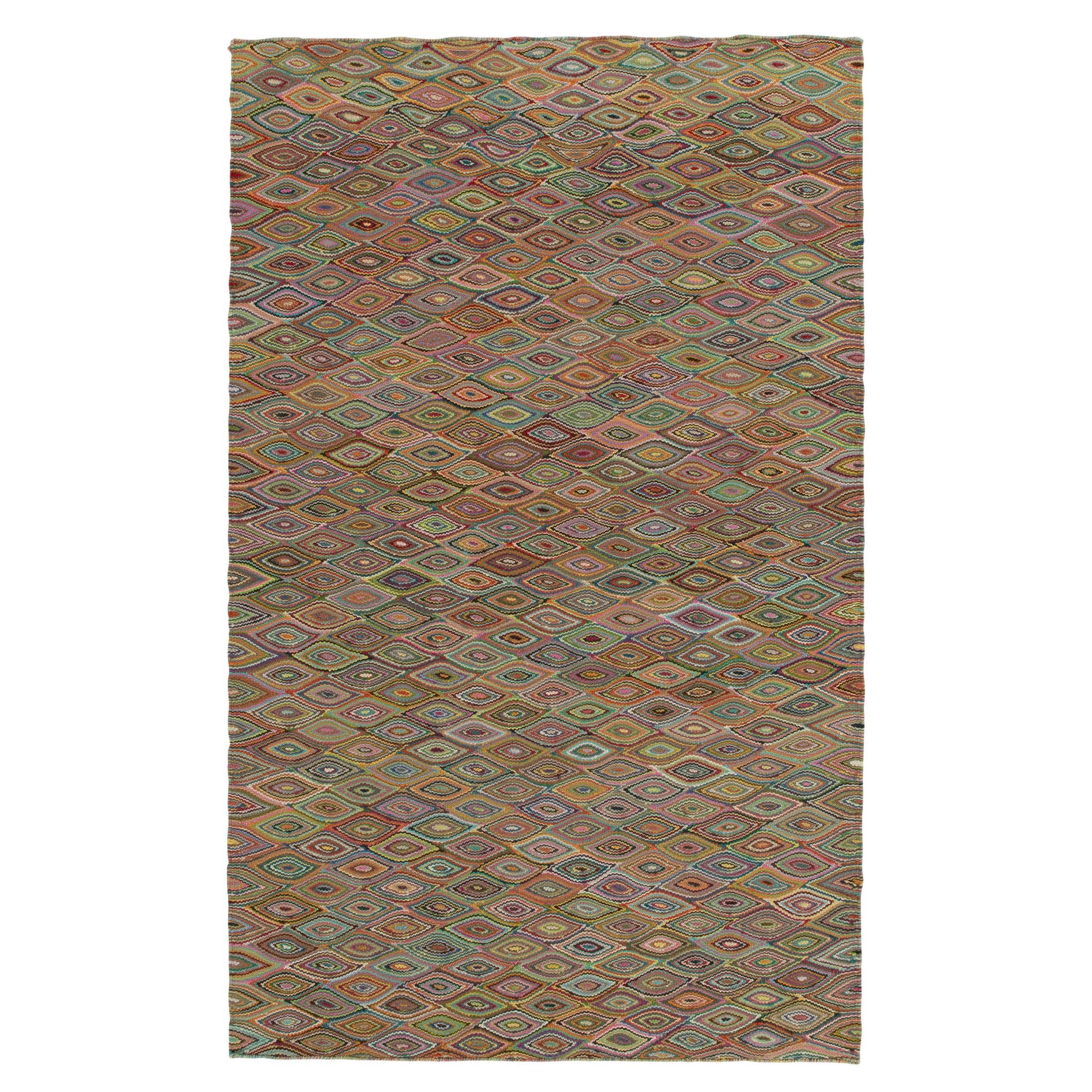 Moderner Kelim-Teppich von Teppich &amp; Kilims mit mehrfarbigem geometrischem Muster im Angebot
