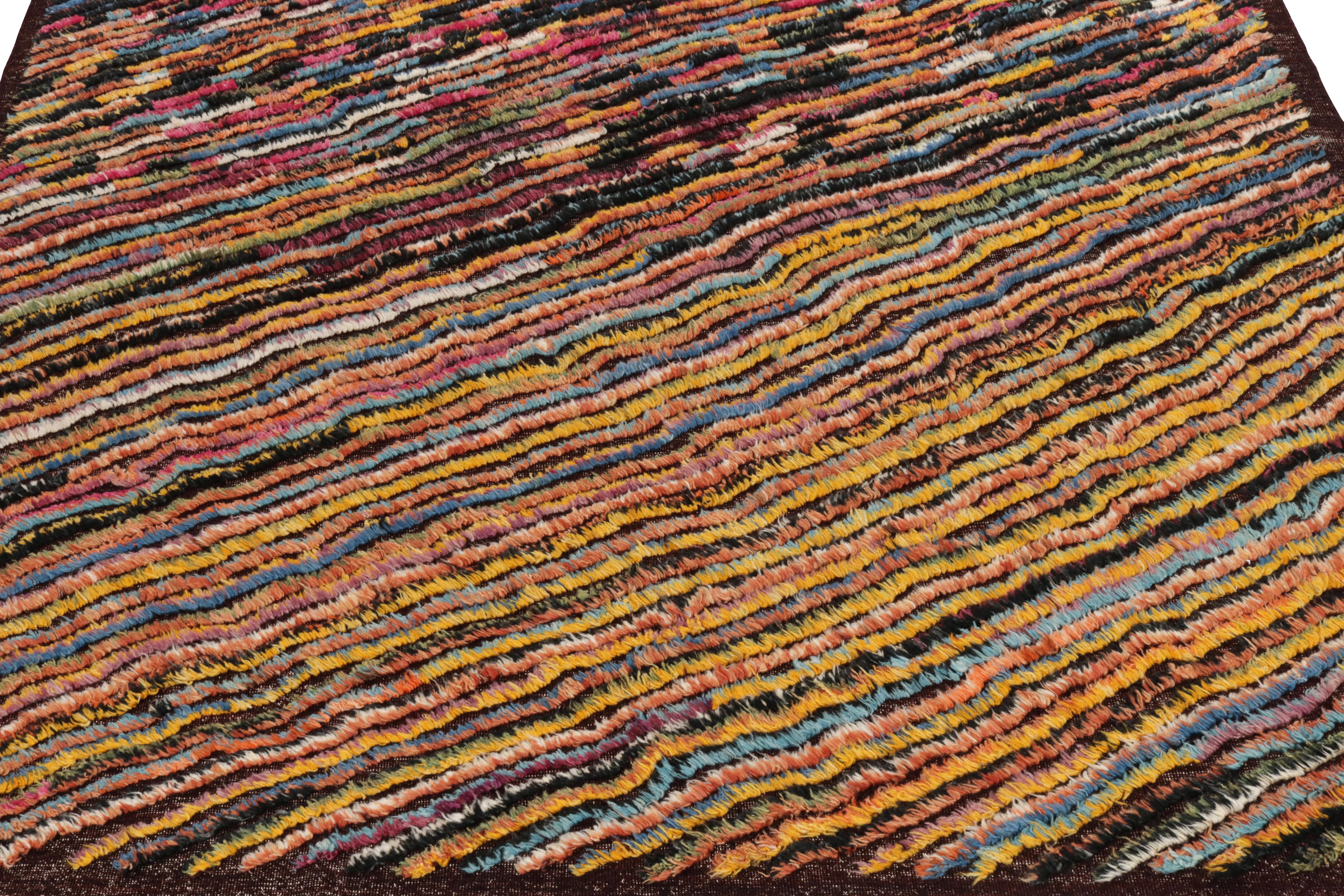 Afghan Rug & Kilim’s Modern Kilim Rug in Polychromatic Wavy Stripes For Sale