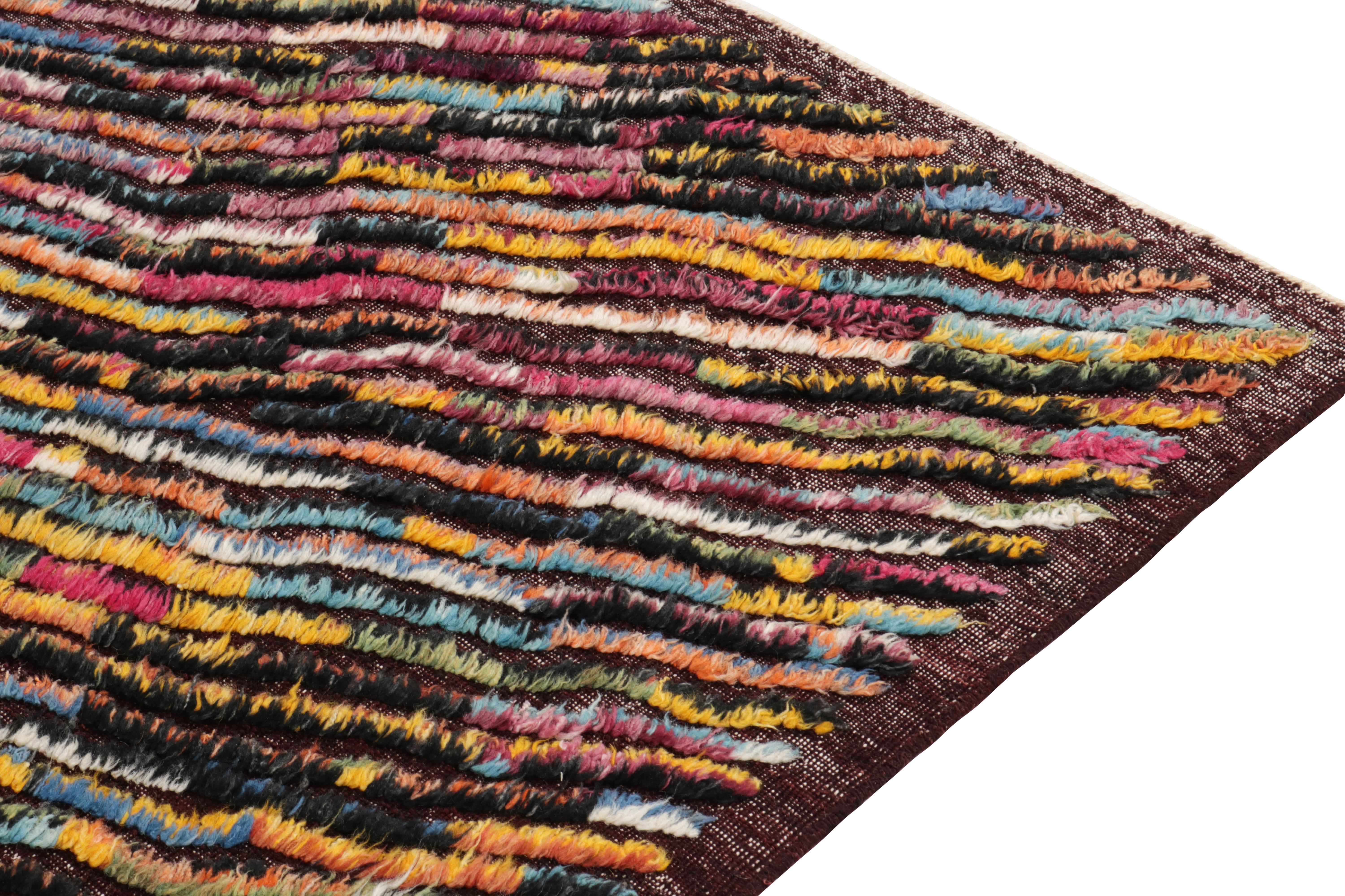 Hand-Knotted Rug & Kilim’s Modern Kilim Rug in Polychromatic Wavy Stripes For Sale