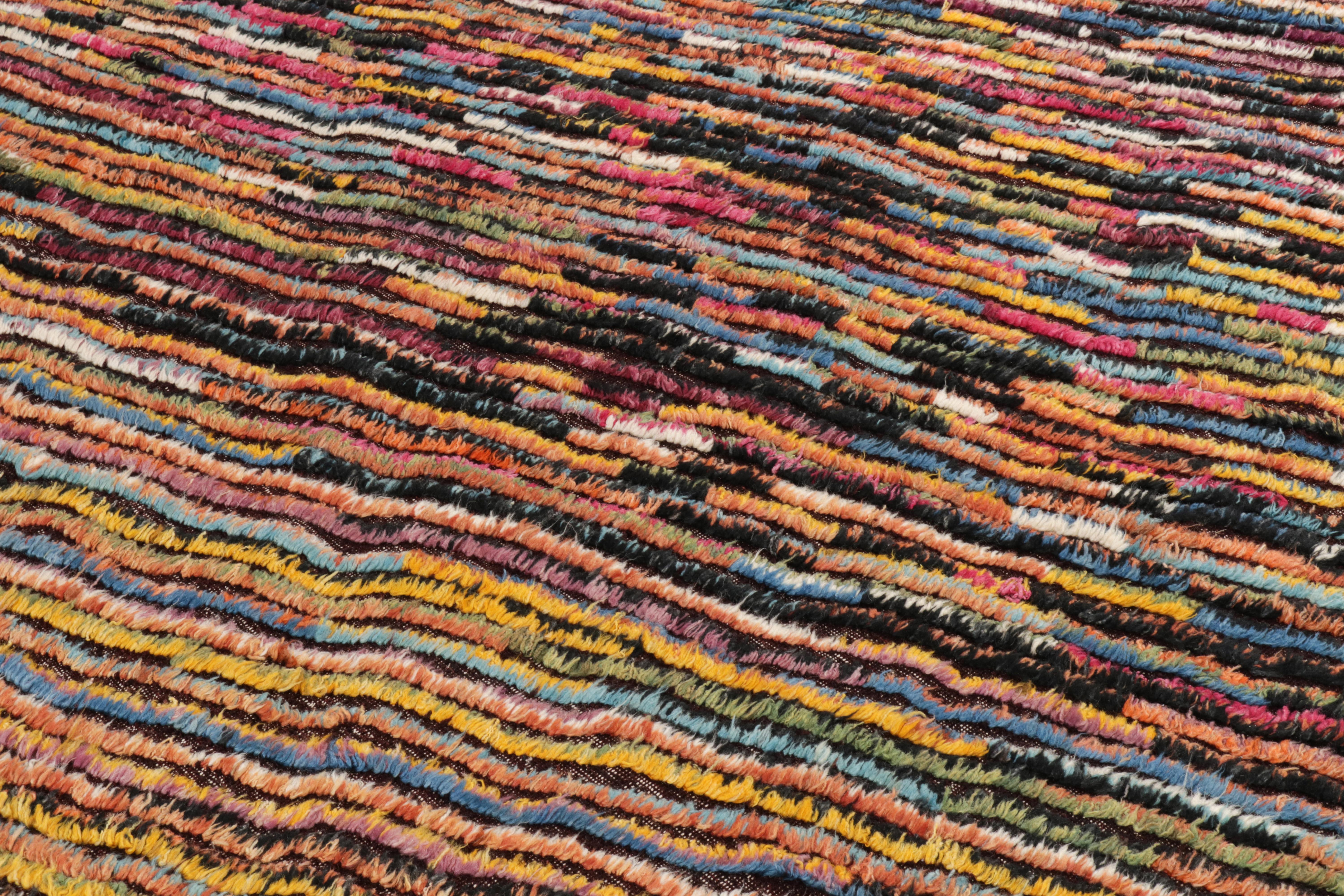 Contemporary Rug & Kilim’s Modern Kilim Rug in Polychromatic Wavy Stripes For Sale