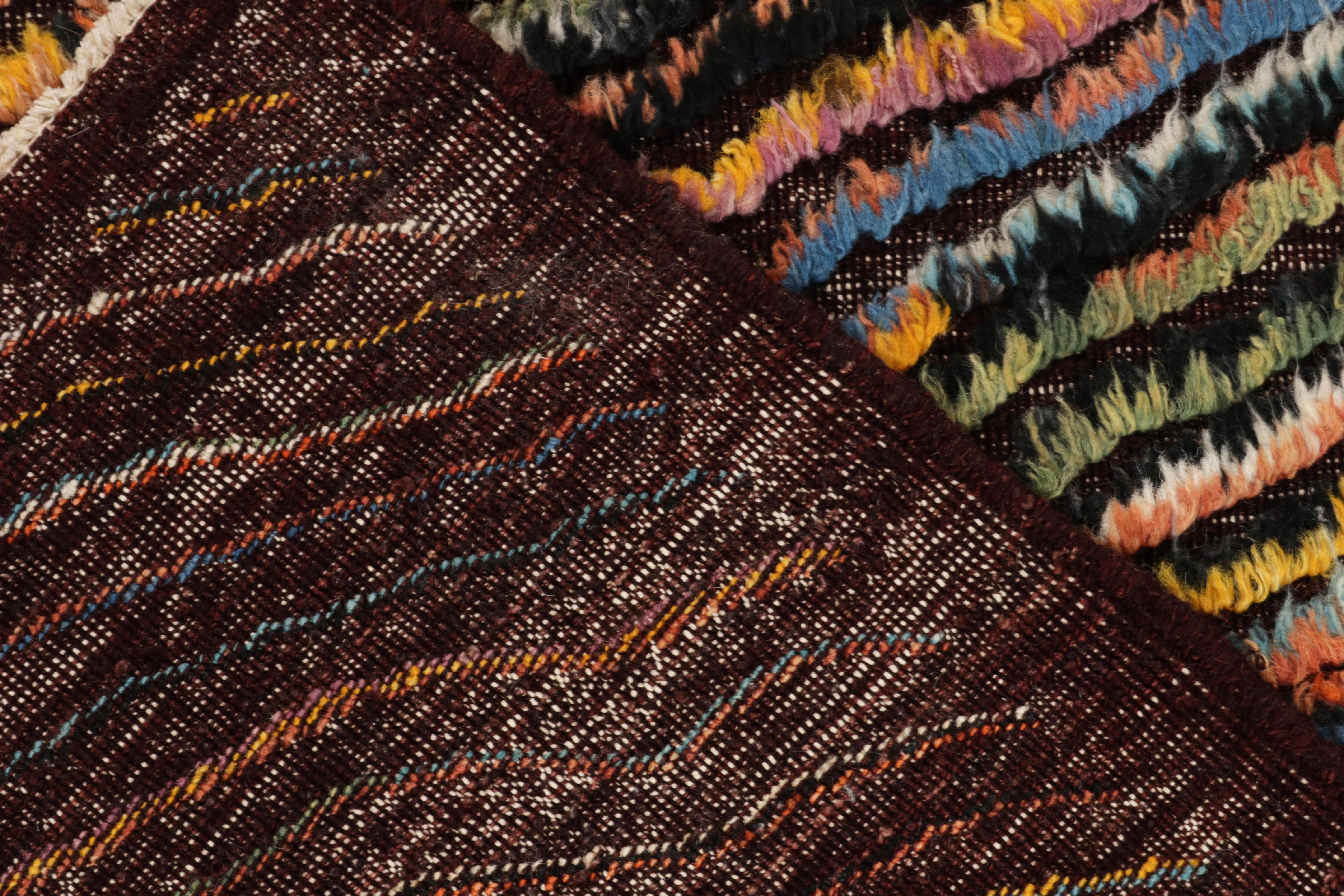 Wool Rug & Kilim’s Modern Kilim Rug in Polychromatic Wavy Stripes For Sale