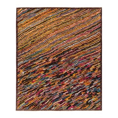 Rug & Kilim's Modern Kilim Rug in Polychromatic Wavy Stripes (tapis Kilim moderne à rayures ondulées polychromes)