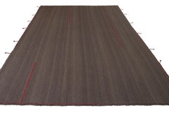 Rug & Kilim’s Modern Kilim Rug in Red and Gray-Brown Striped Patterns