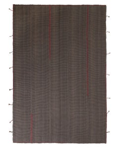 Rug & Kilim’s Modern Kilim Rug in Red and Gray-Brown Striped Patterns