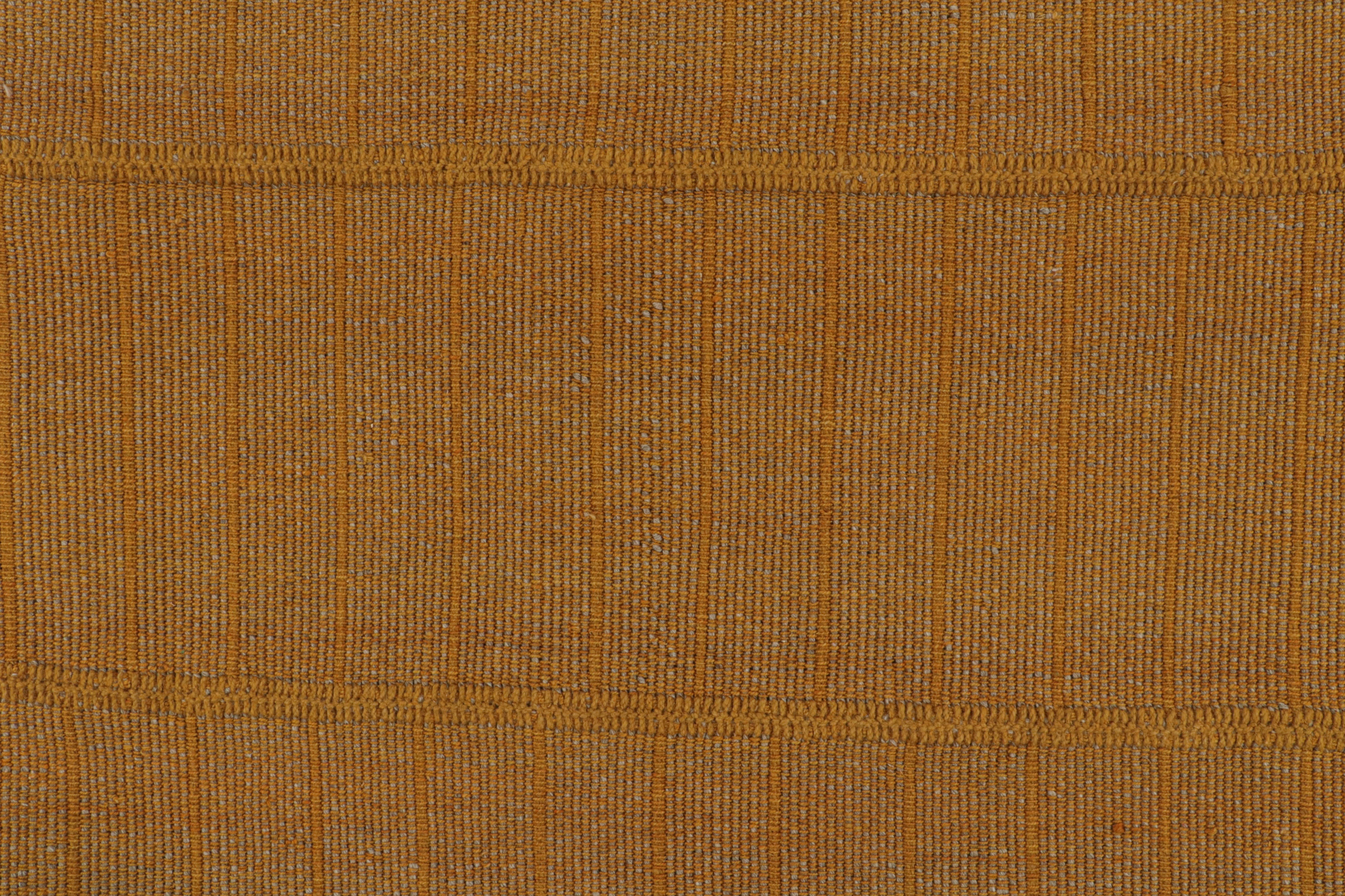 Contemporary Rug & Kilim’s Modern Kilim Rug with Textural Stripes in Gold and Orange Tones For Sale