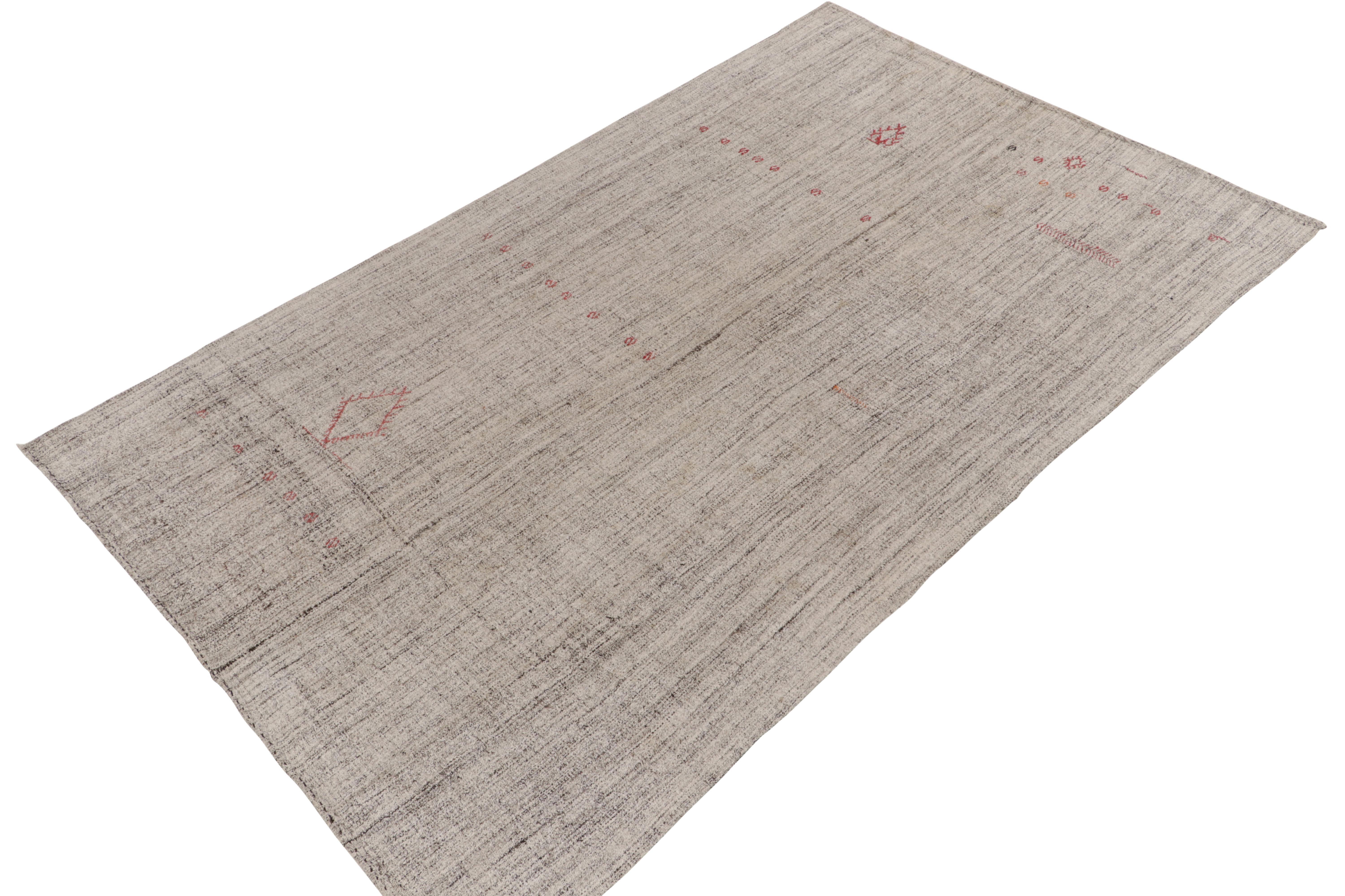 Turkish Rug & Kilim's Modern Kilim Striped Beige Gray and Green Transitional Flat-Weave For Sale