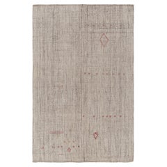 Tapis moderne Kilim à rayures beige, gris et vert, tissage plat transitionnel