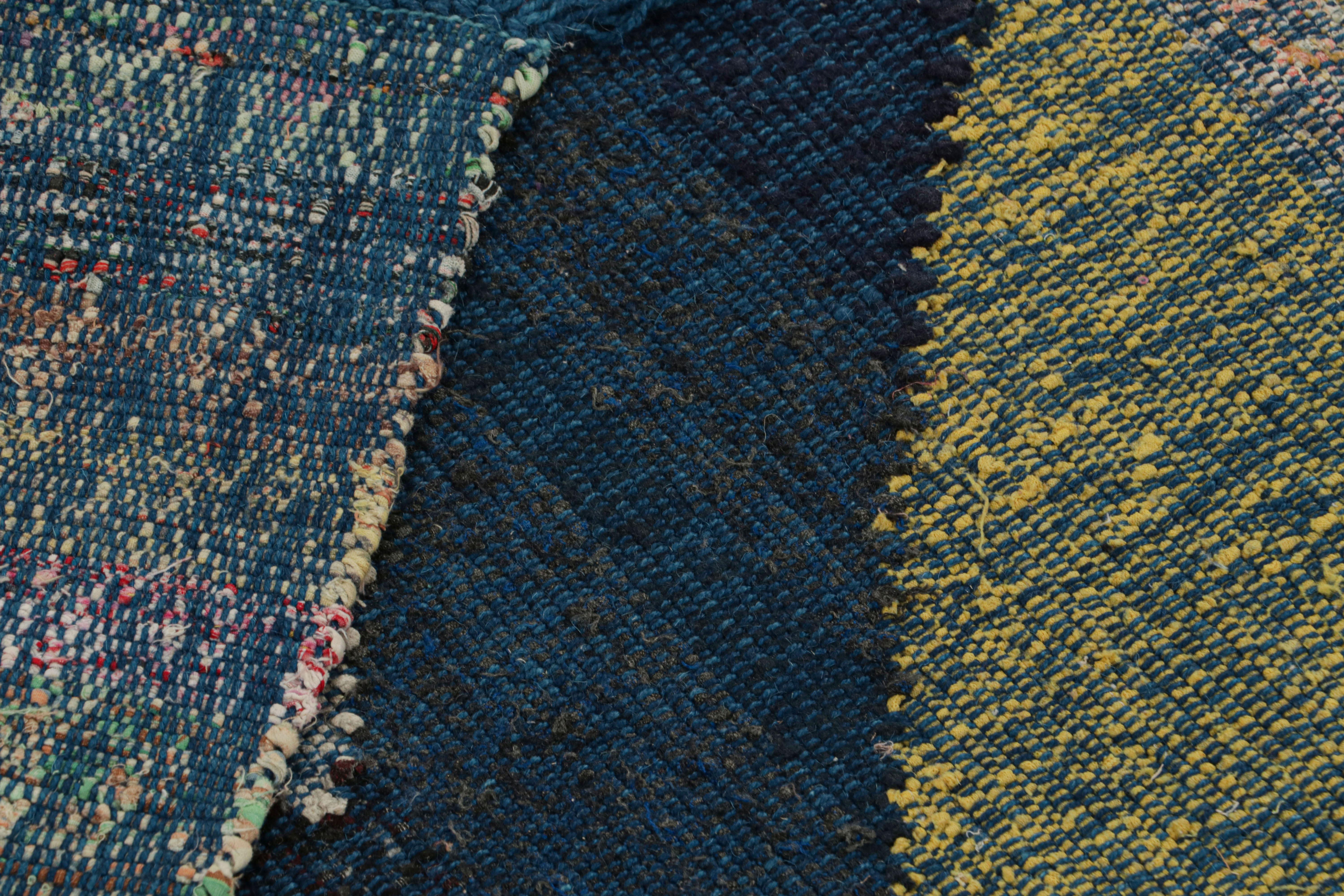 Rug & Kilim's Modern Kilim Wool Blue Purple and Gray Chevron Pattern For Sale 1