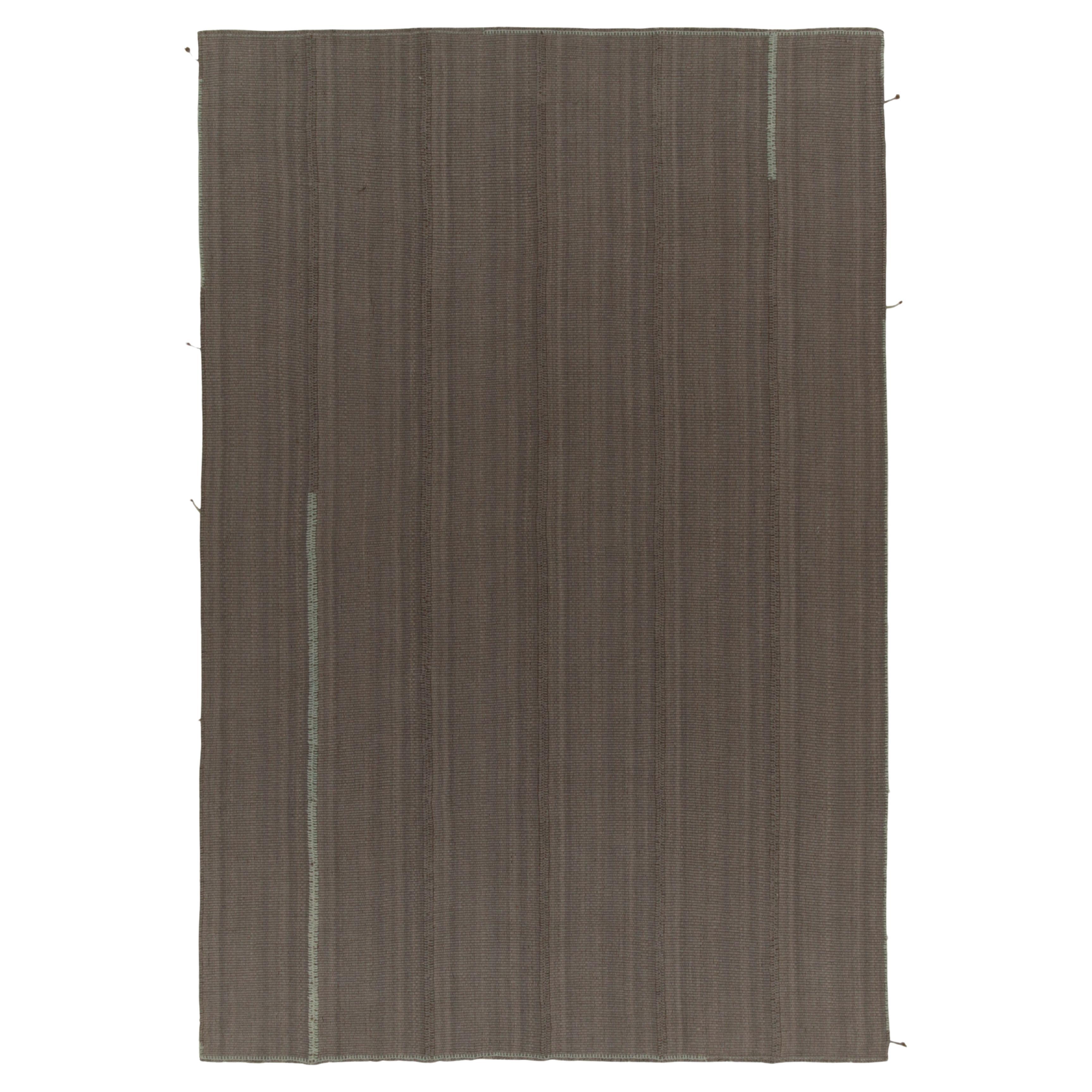 Rug & Kilim’s Modern Kilims in Brown Panel Woven style For Sale