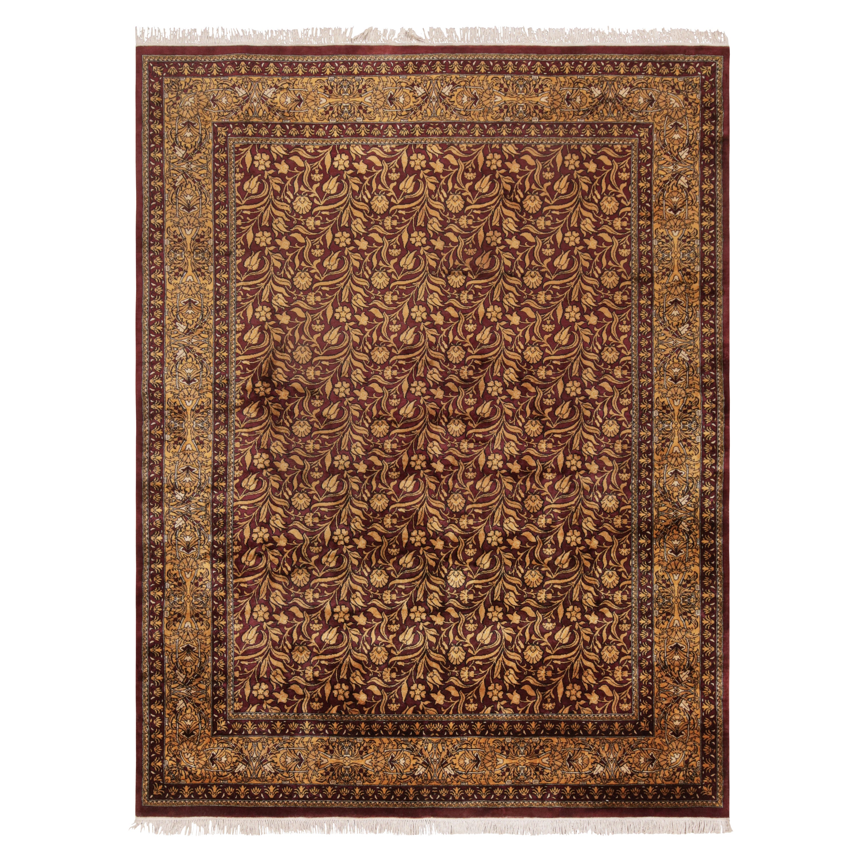 Rug & Kilim's Modern Lavar Style Rug in Burgund Gold All Over Floral Pattern im Angebot