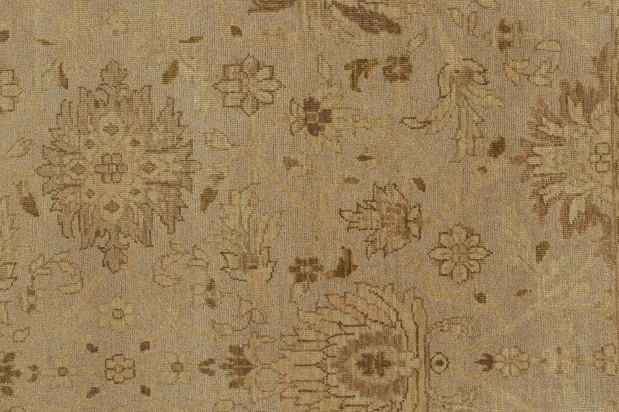 Rug & Kilim’s Persian Mahal Style Rug in Beige-Brown with Floral Patterns In New Condition In Long Island City, NY