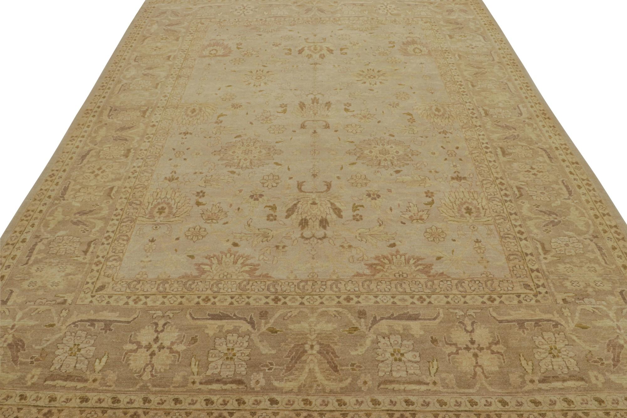 Modern Rug & Kilim’s Persian Mahal Style Rug in Beige-Brown with Floral Patterns
