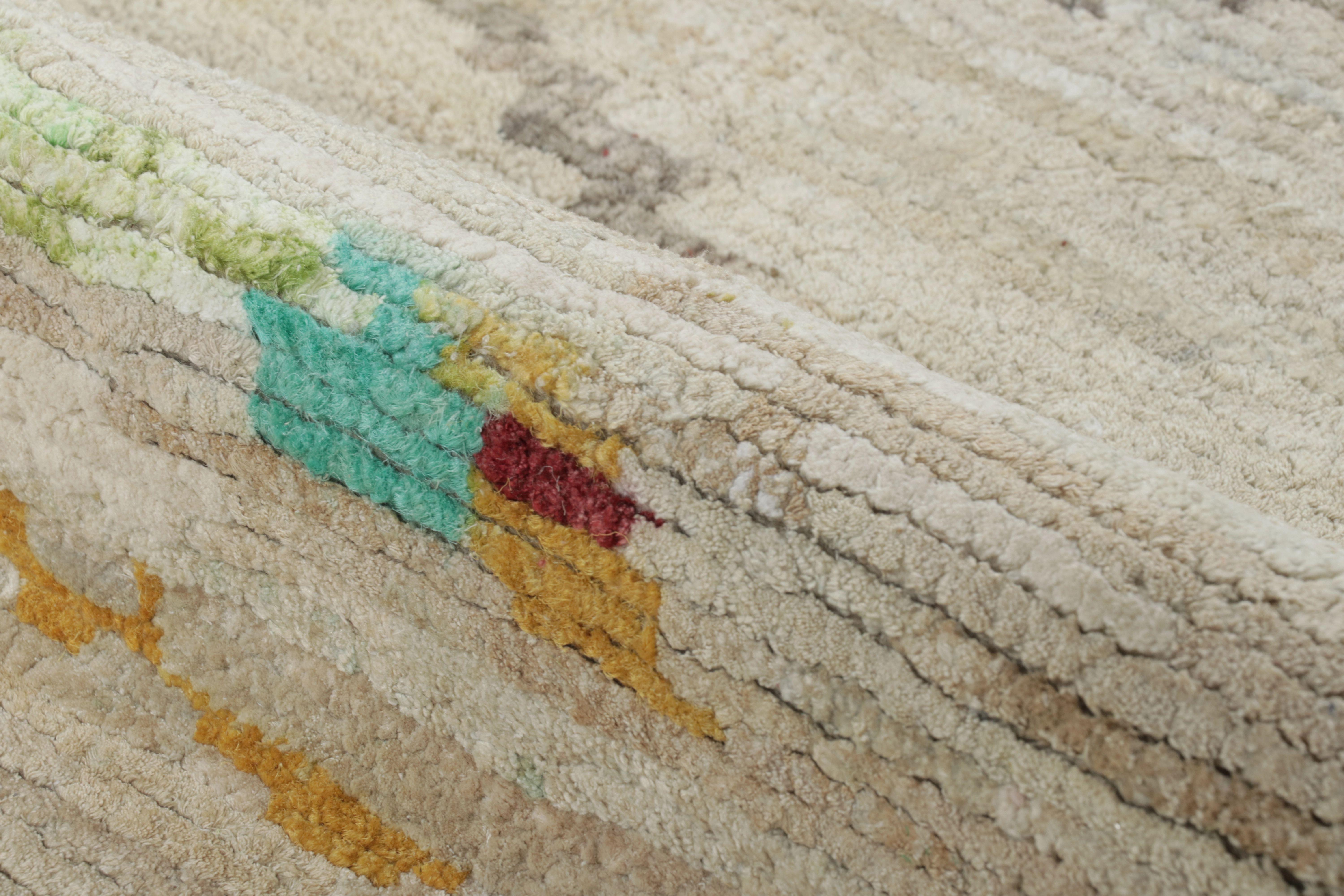 Rug & Kilim’s Modern Moroccan-Inspired Rug in Ivory and Teal Abstract Pattern In New Condition For Sale In Long Island City, NY