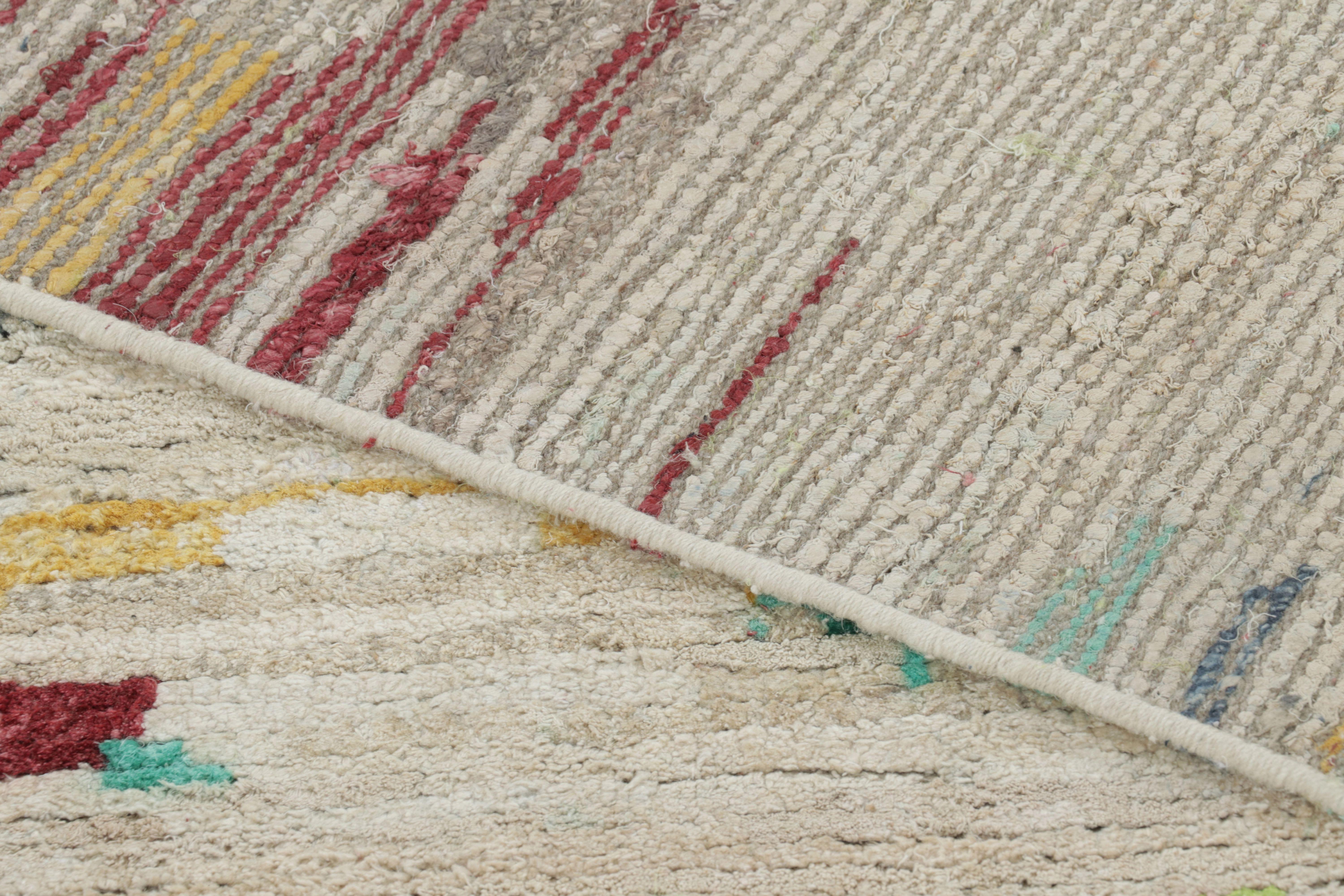 Contemporary Rug & Kilim’s Modern Moroccan-Inspired Rug in Ivory and Teal Abstract Pattern For Sale