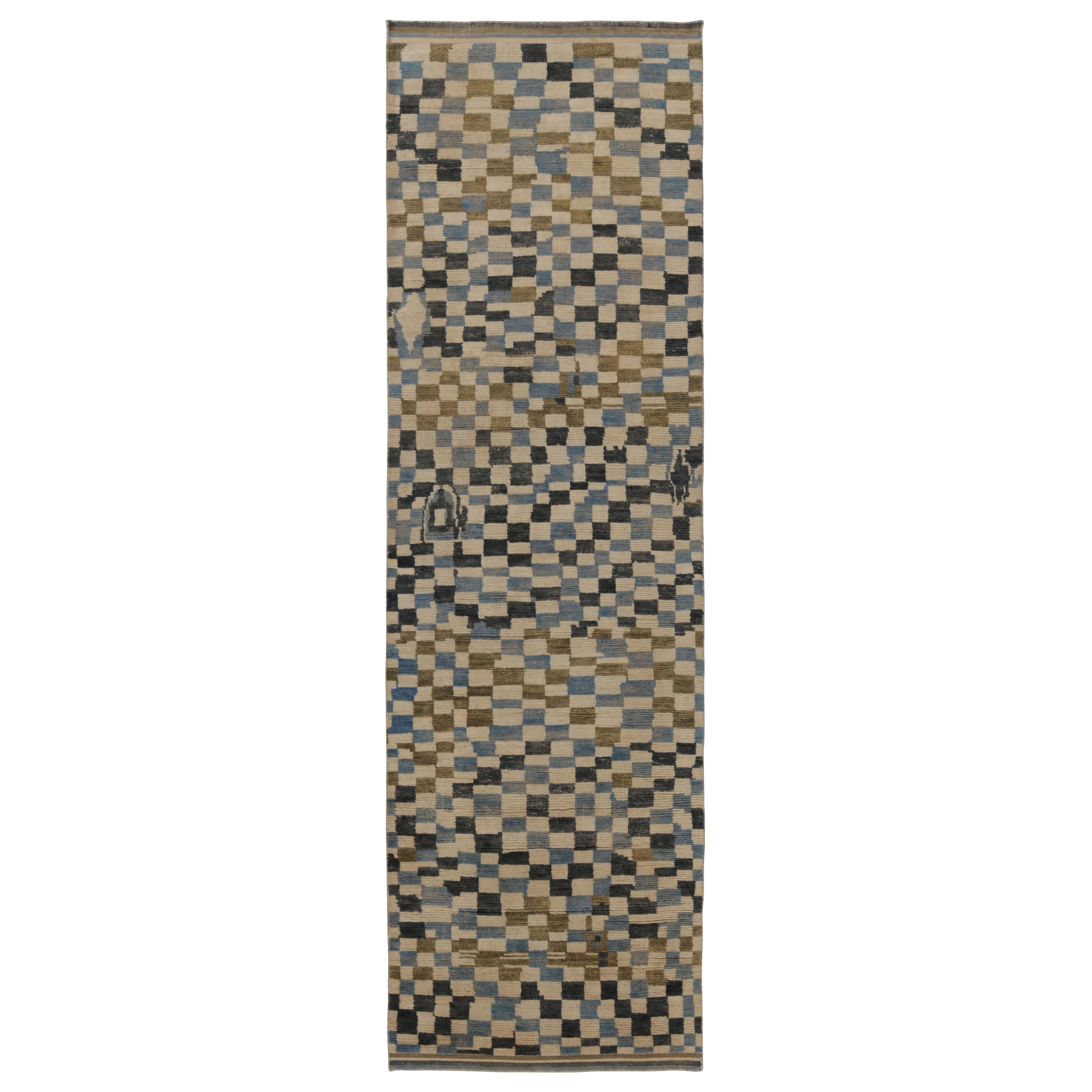 Rug
Kilim’s Modern Moroccan- Inspired Runner Rug in Blue-Gray Abstract Mosaic