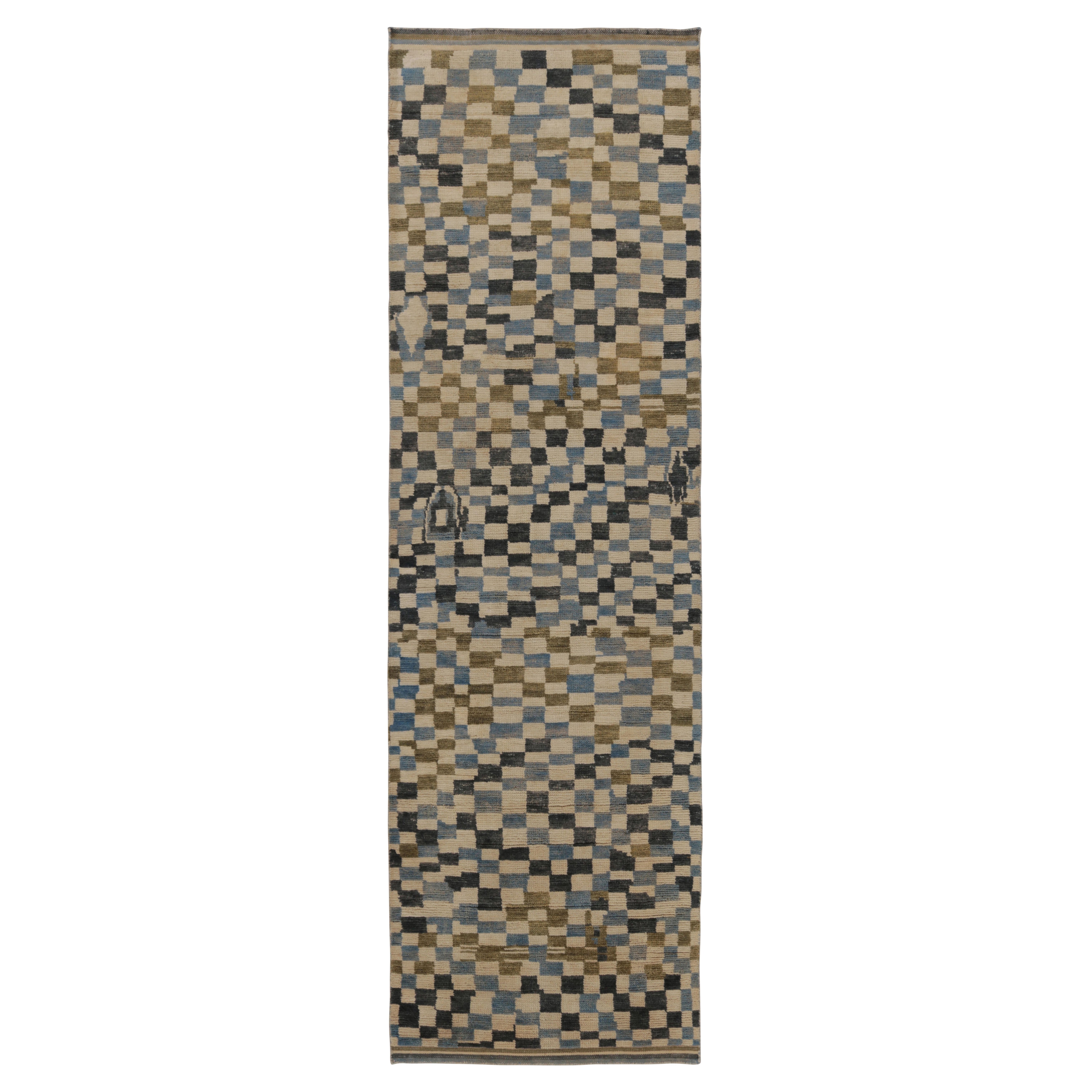 Rug
Kilim’s Modern Moroccan- Inspired Runner Rug in Blue-Gray Abstract Mosaic