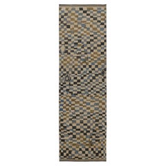 Alfombra de calle moderna de inspiración marroquí Rug 
Kilim en mosaico abstracto azul y gris