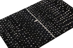 Rug & Kilim’s Modern Moroccan Style Rug in Black and White Geometric Pattern