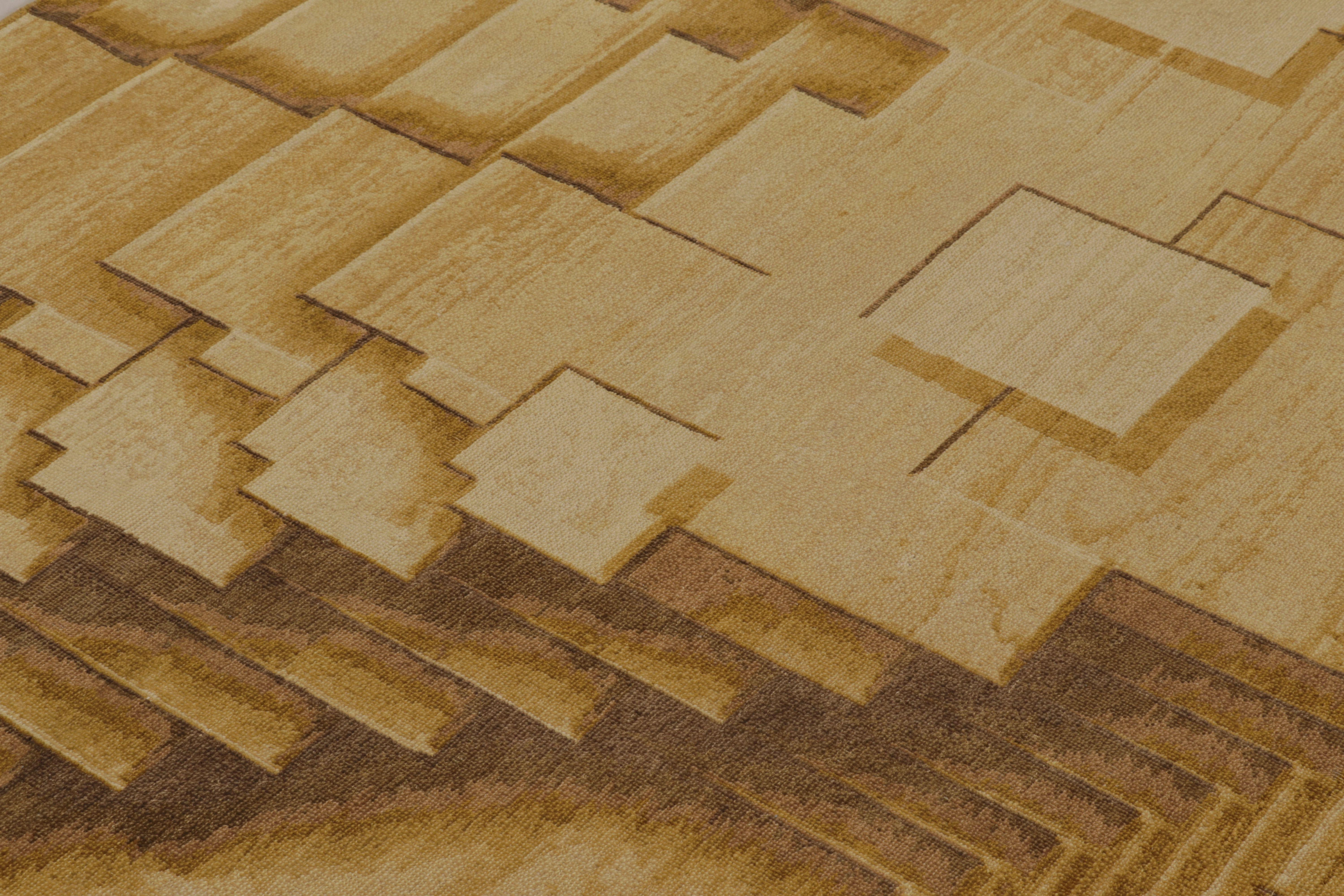 Rug & Kilims moderner optischer Täuschungsteppich in Canyon Gold und Mocha (Indisch) im Angebot