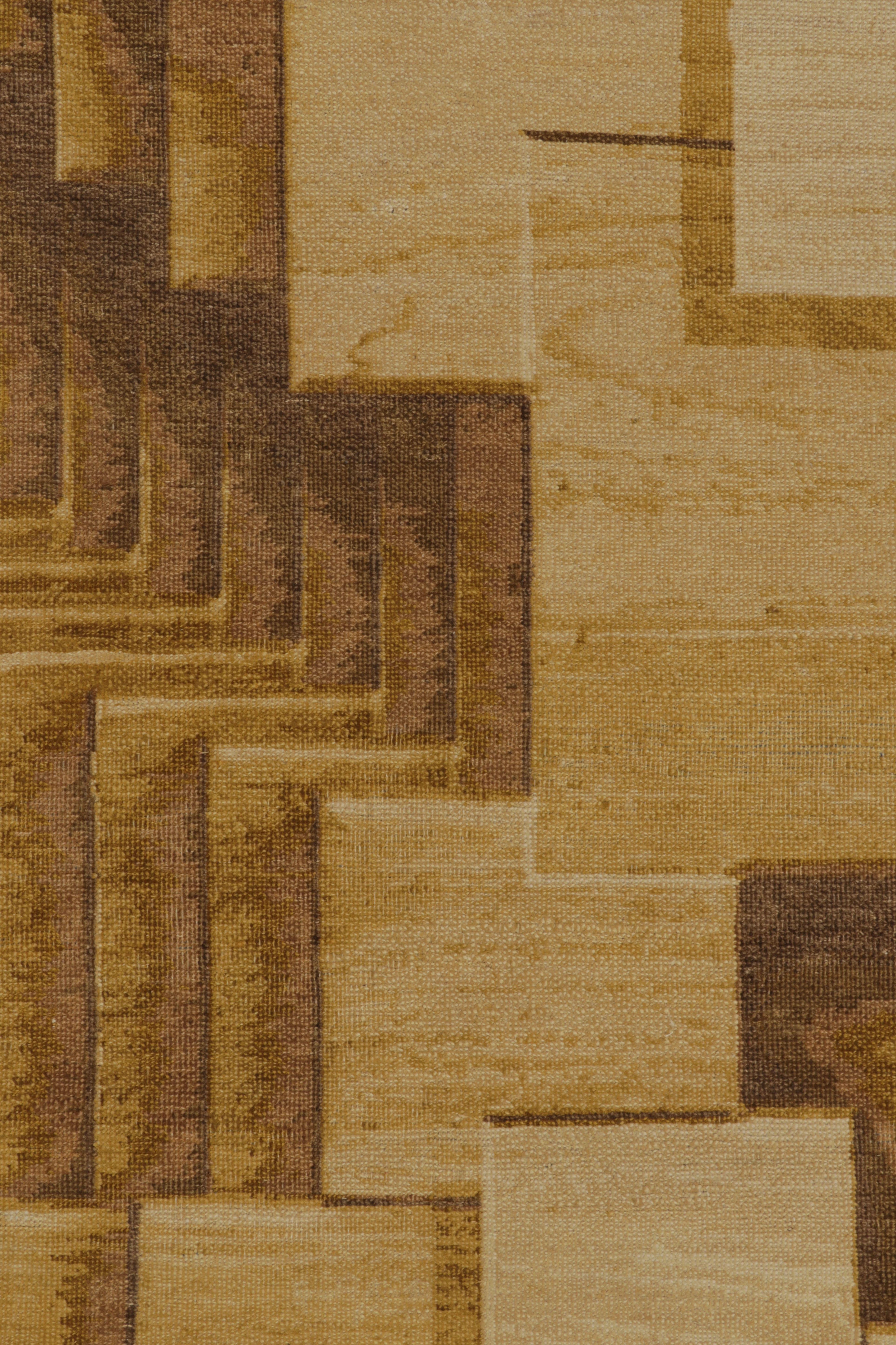 Rug & Kilims moderner optischer Täuschungsteppich in Canyon Gold und Mocha (Handgeknüpft) im Angebot