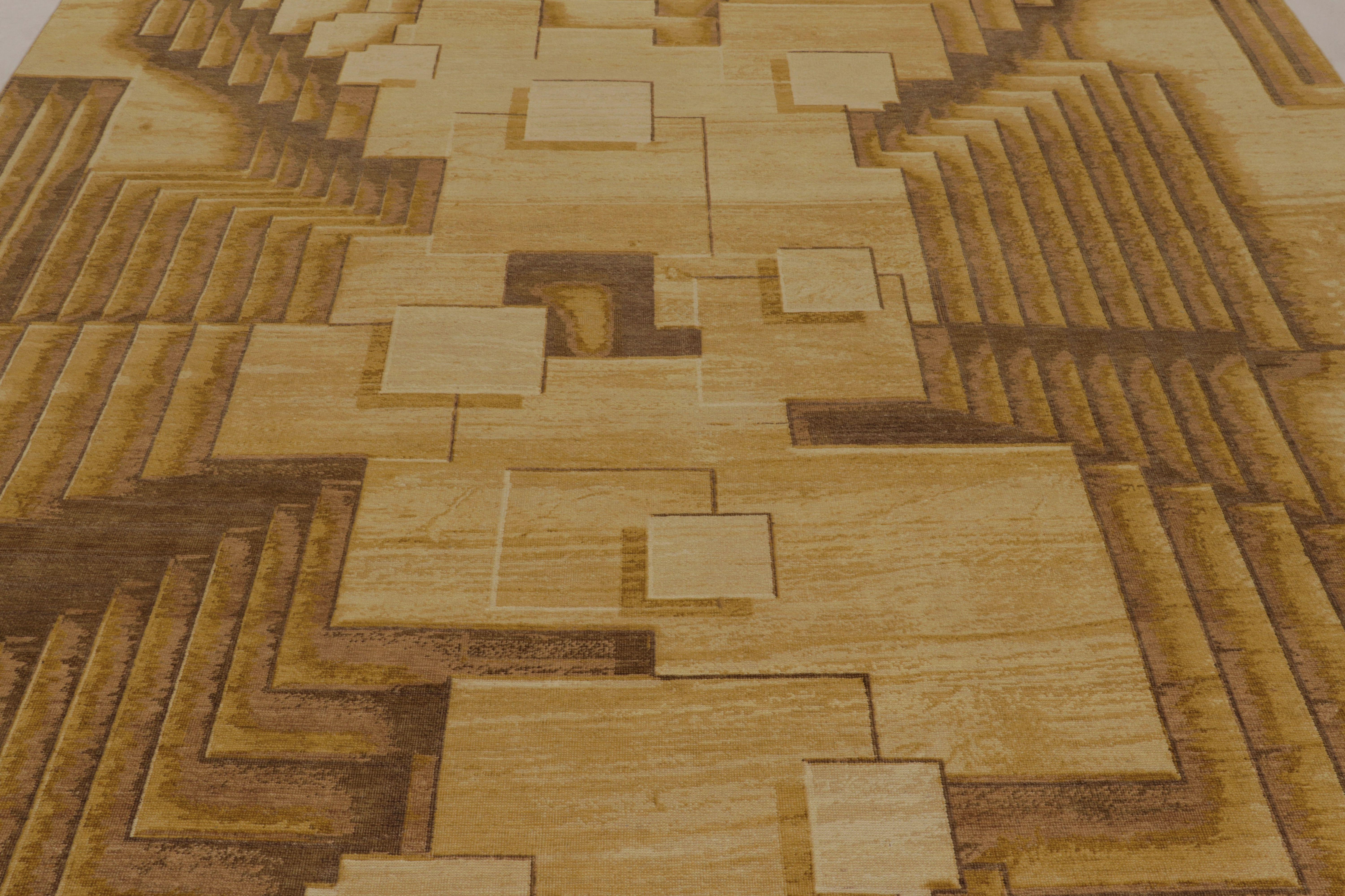 Rug & Kilims moderner optischer Täuschungsteppich in Canyon Gold und Mocha im Zustand „Neu“ im Angebot in Long Island City, NY
