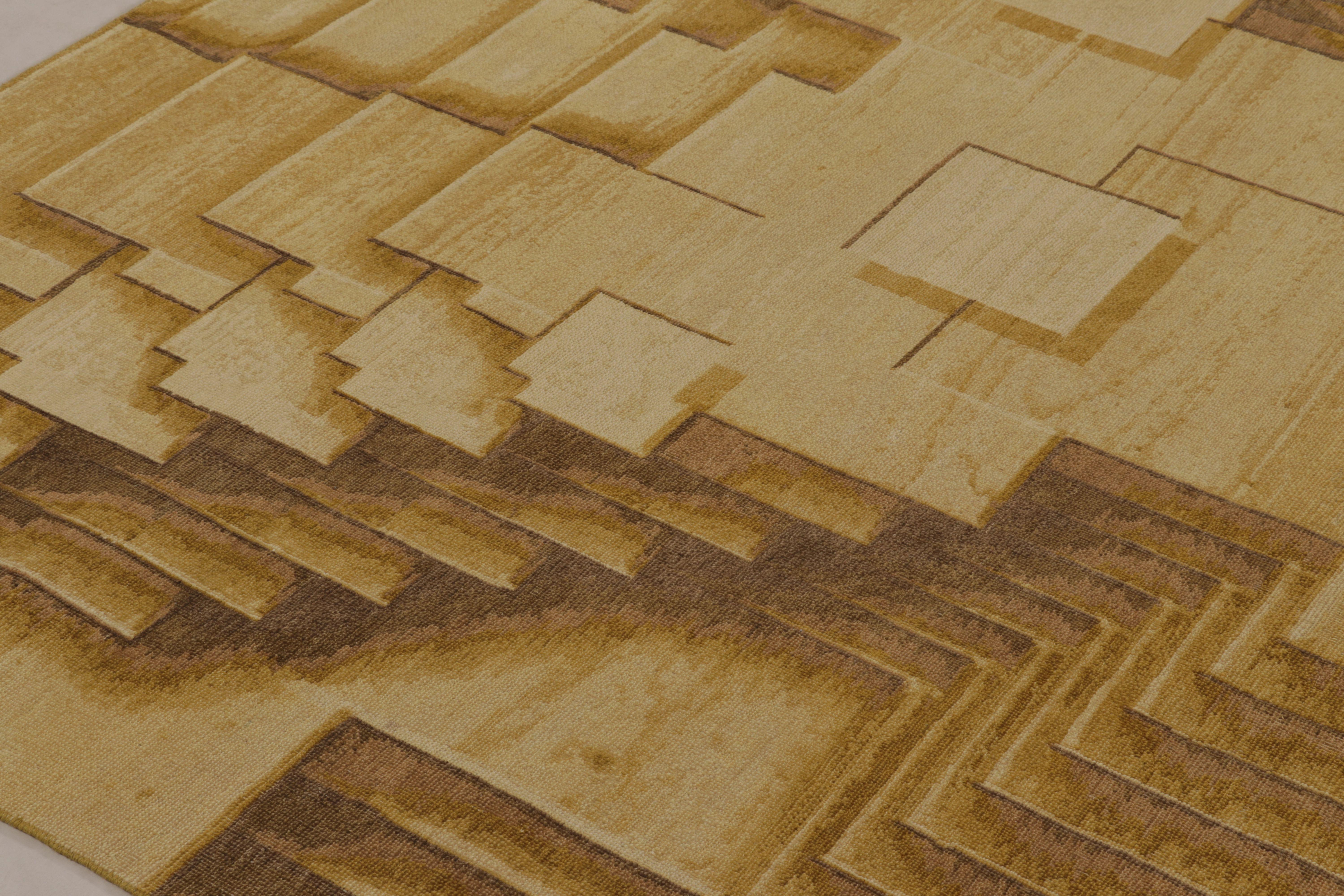 Rug & Kilims moderner optischer Täuschungsteppich in Canyon Gold und Mocha (21. Jahrhundert und zeitgenössisch) im Angebot