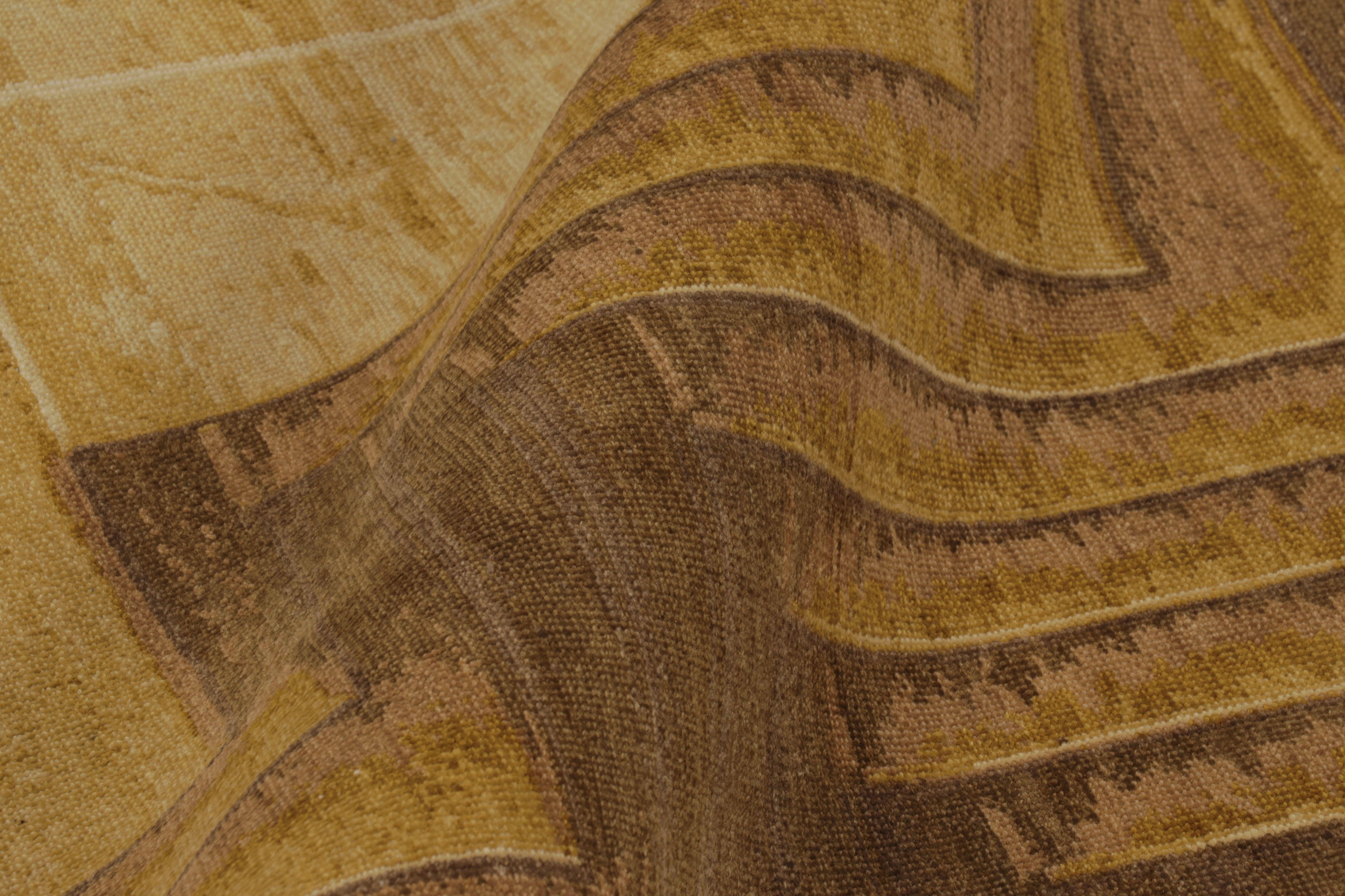 Rug & Kilims moderner optischer Täuschungsteppich in Canyon Gold und Mocha (Wolle) im Angebot