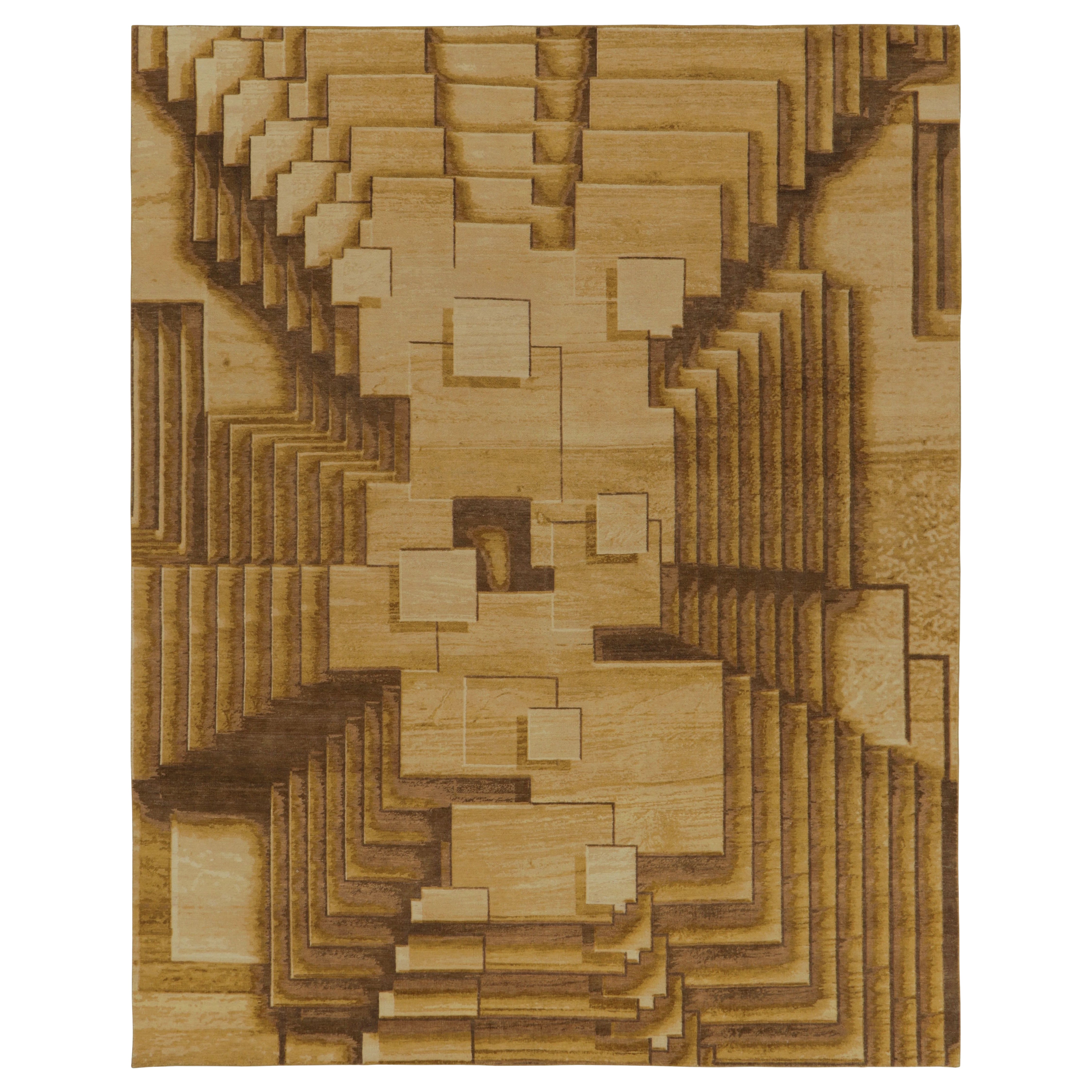 Rug & Kilims moderner optischer Täuschungsteppich in Canyon Gold und Mocha im Angebot