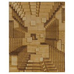 Rug & Kilim's Bold Modern Optical Illusion Rug, Canyon Gold Geometric Pattern