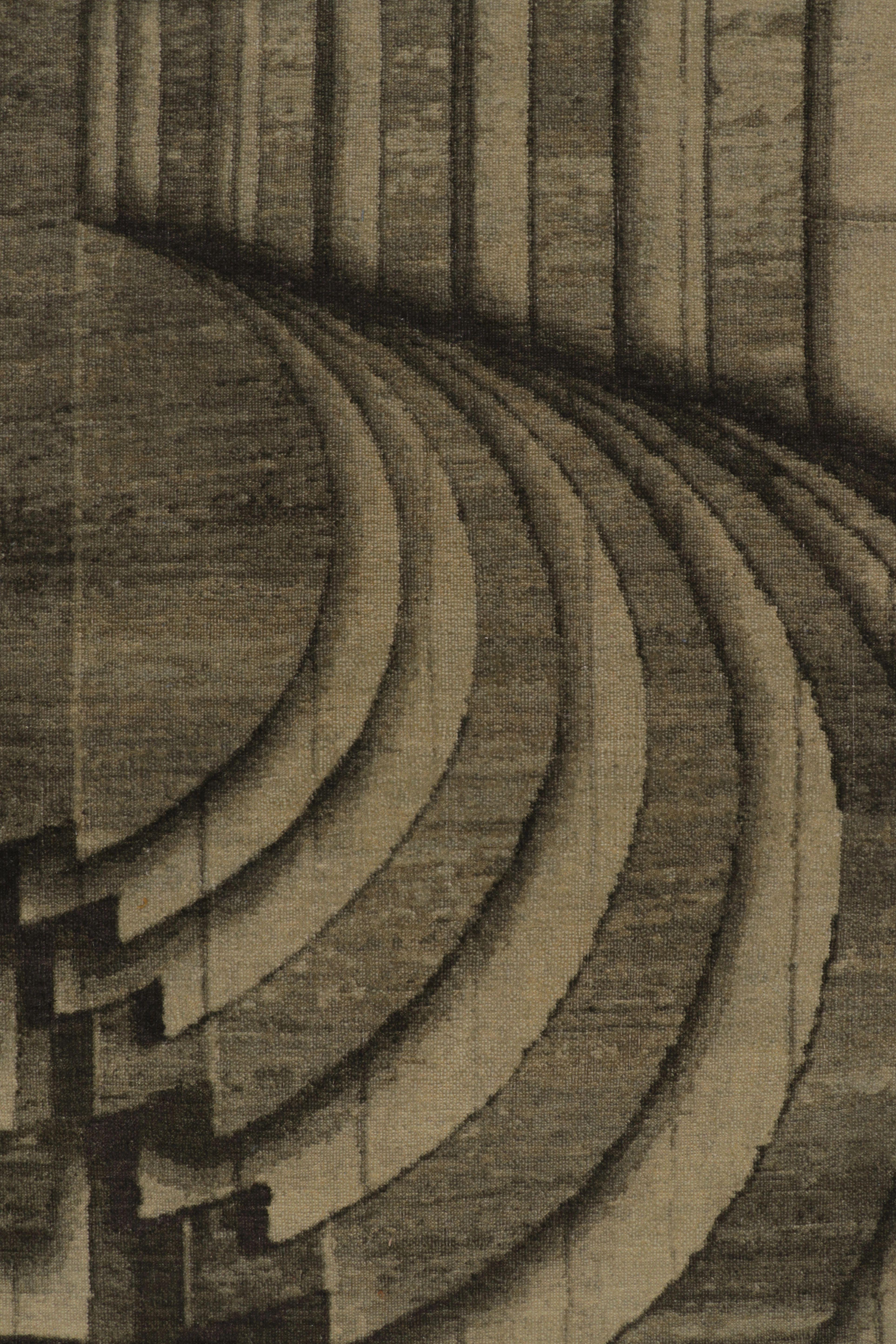 Rug & Kilim - Tappeto moderno a illusione ottica in color antracite e taupe In condizioni Nuovo in vendita a Long Island City, NY