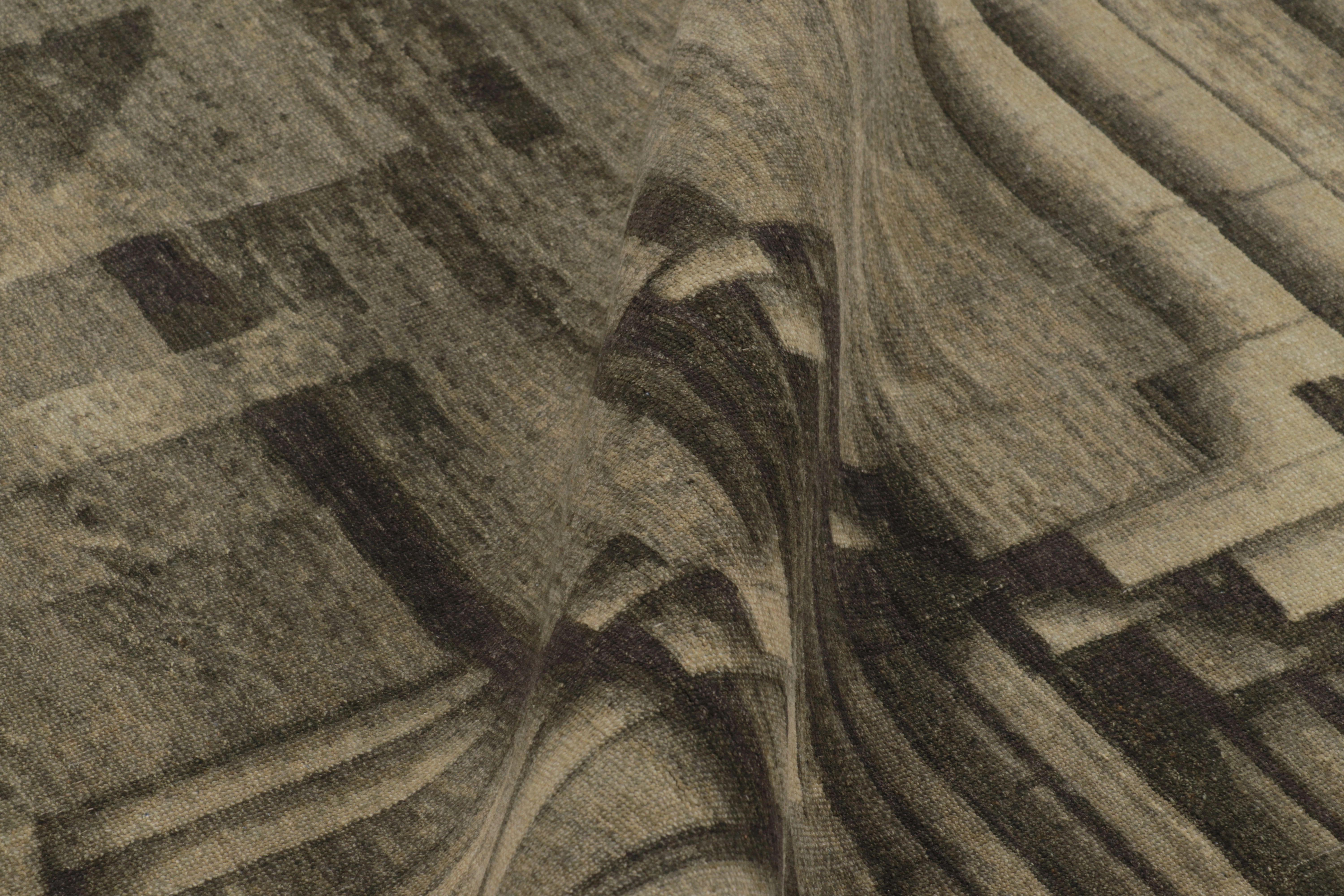 Lana Rug & Kilim - Tappeto moderno a illusione ottica in color antracite e taupe in vendita