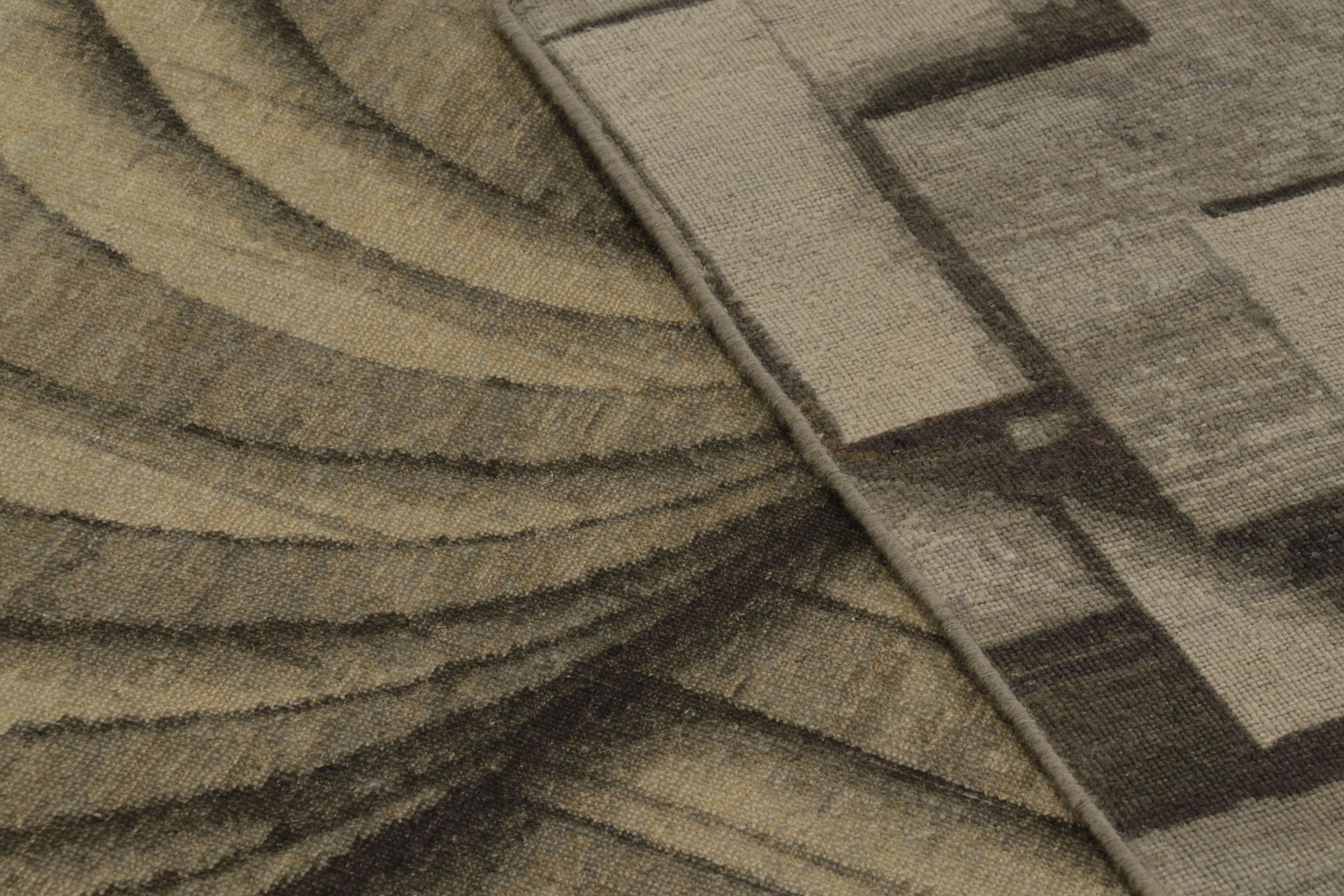 Rug & Kilim - Tappeto moderno a illusione ottica in color antracite e taupe in vendita 1