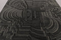 Rug & Kilim's Bold Modern Optical illusion Rug, Deep Charcoal Geometric Patterns
