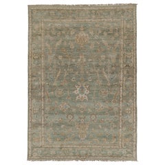 Rug & Kilim’s Modern Oushak-Inspired Rug in Beige-Brown & Blue Floral Pattern