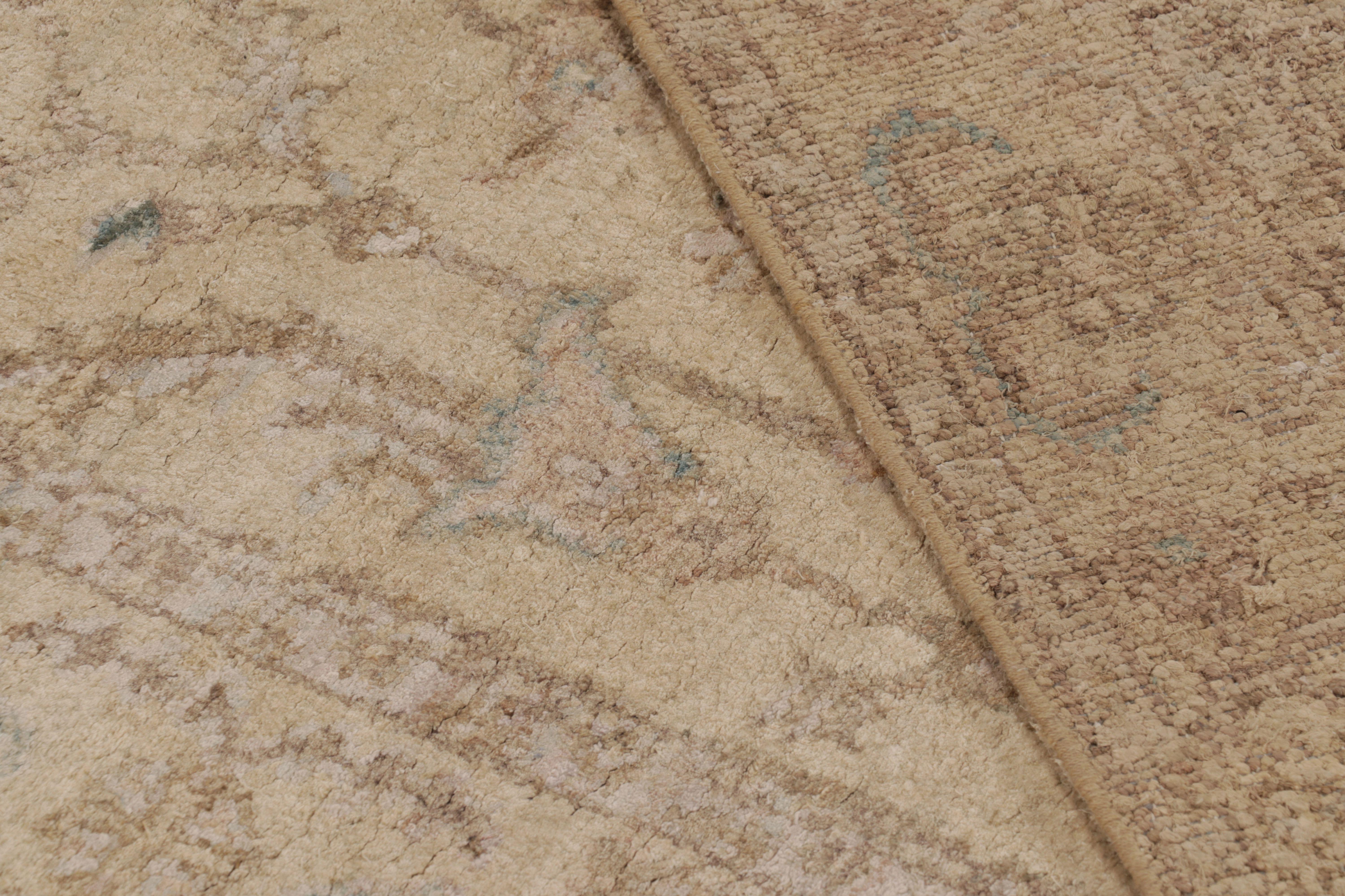 Rug & Kilim’s Modern Oushak-Inspired Rug in Cream & White Floral Patterns For Sale 1