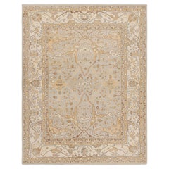 Rug & Kilim’s Modern Oushak Style Rug in Blue and Gold with Floral Patterns