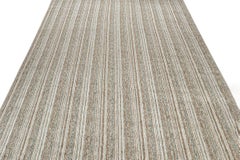 Rug & Kilim’s Modern Oversized Rug in Beige, White and Gray Stripes