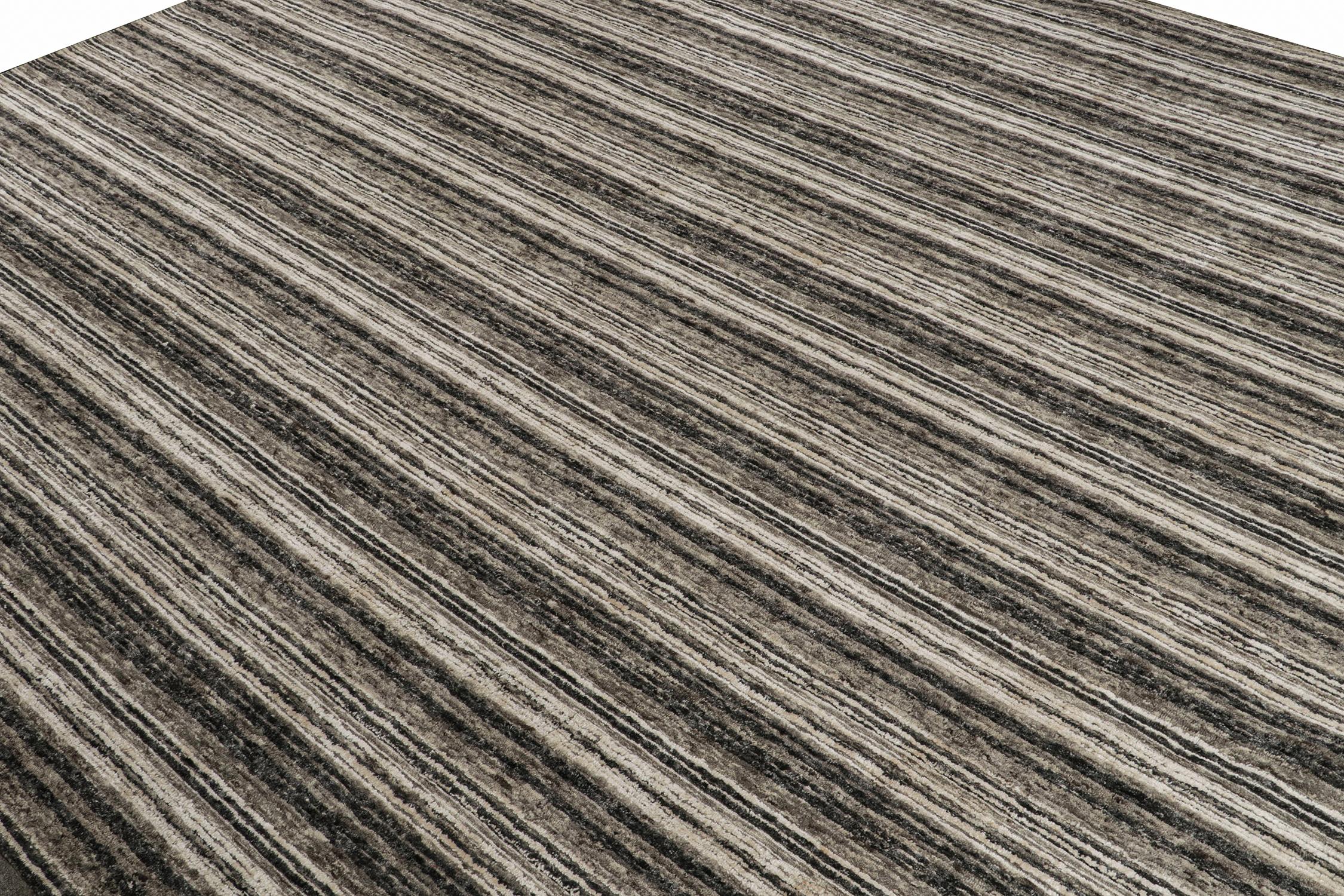 Indiano Rug & Kilim - Tappeto moderno a strisce di sale e pepe in vendita