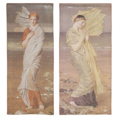 Rug & Kilim's Modern Pair of Pre-Raphaelite Lady Pictorial Tapestry "Seagulls"