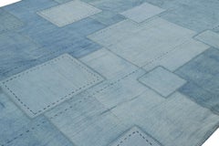 Rug & Kilim’s Modern Patchwork Kilim in Blue and Cream Geometric Patterns